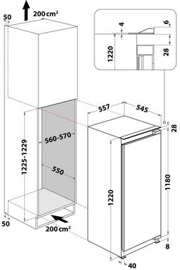 BAUKNECHT Einbaukühlschrank KSI 12VF2, 122 cm hoch, 54 cm breit