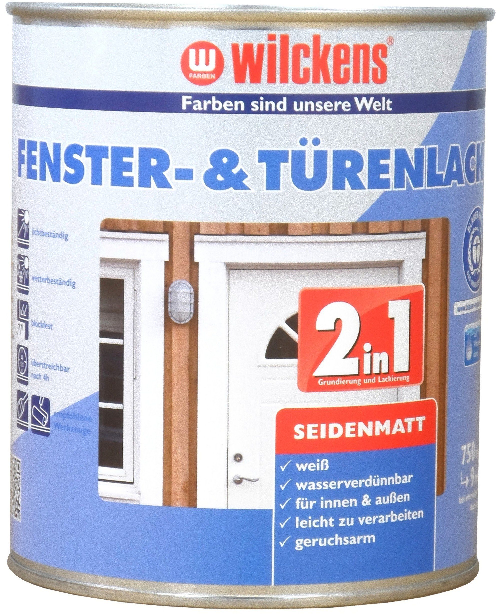 seidenmatt & Wilckens Weiß Farben Fenster- seidenmatt Türenlack Lack, 2in1 0,75 Weiß L