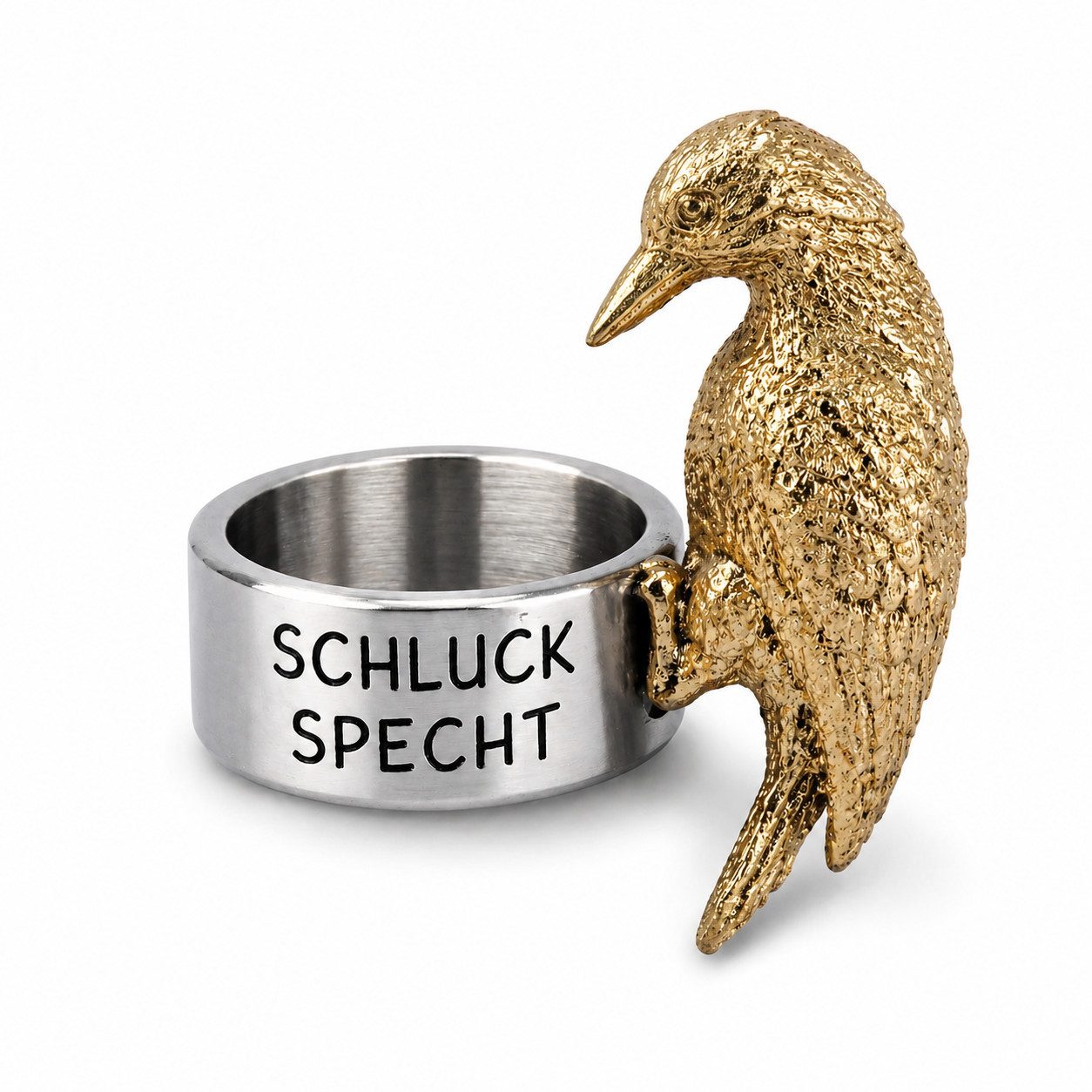 Gehlmann Flaschenverschluss Flaschenring Specht Gold - Schluckspecht