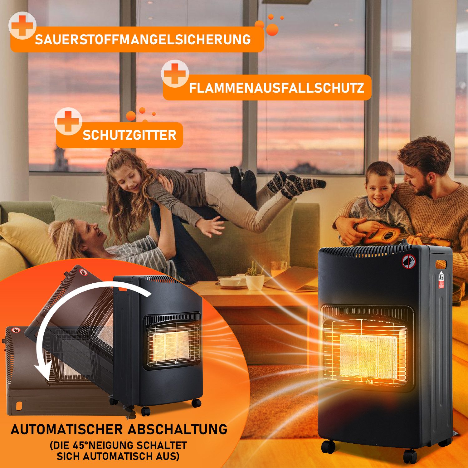 Clanmacy Heizgerät Gasheizung 4200W Keramik Gasheizer Heizstrahler 3 Stufen Gasofen, 4200 W – Bild 4 von 5