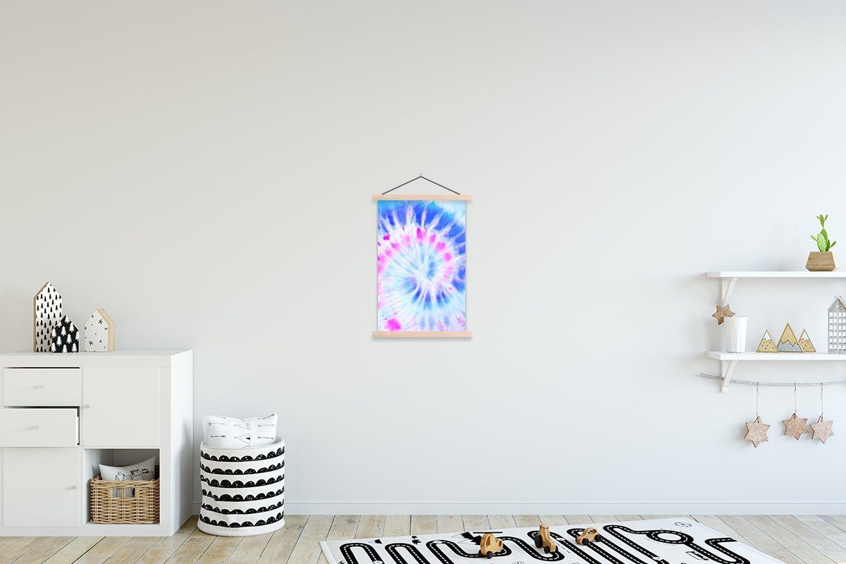 Wohnzimmer, - Textilposter (1 Weiß, Poster Krawattenfärbung Magnetisch St), für - MuchoWow Bilderleiste, Sommer Posterleiste,