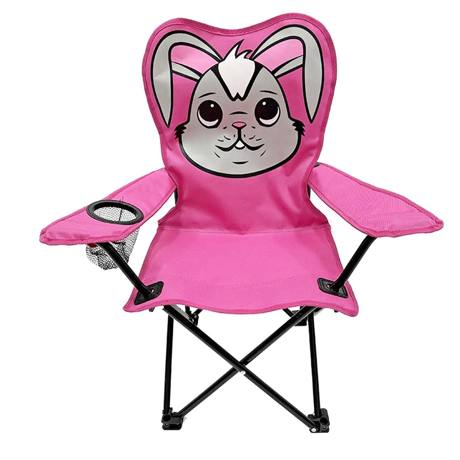 Mojawo Klappstuhl Kinder Anglersessel Pink mit Getränkehalter und Tasche Motiv hase