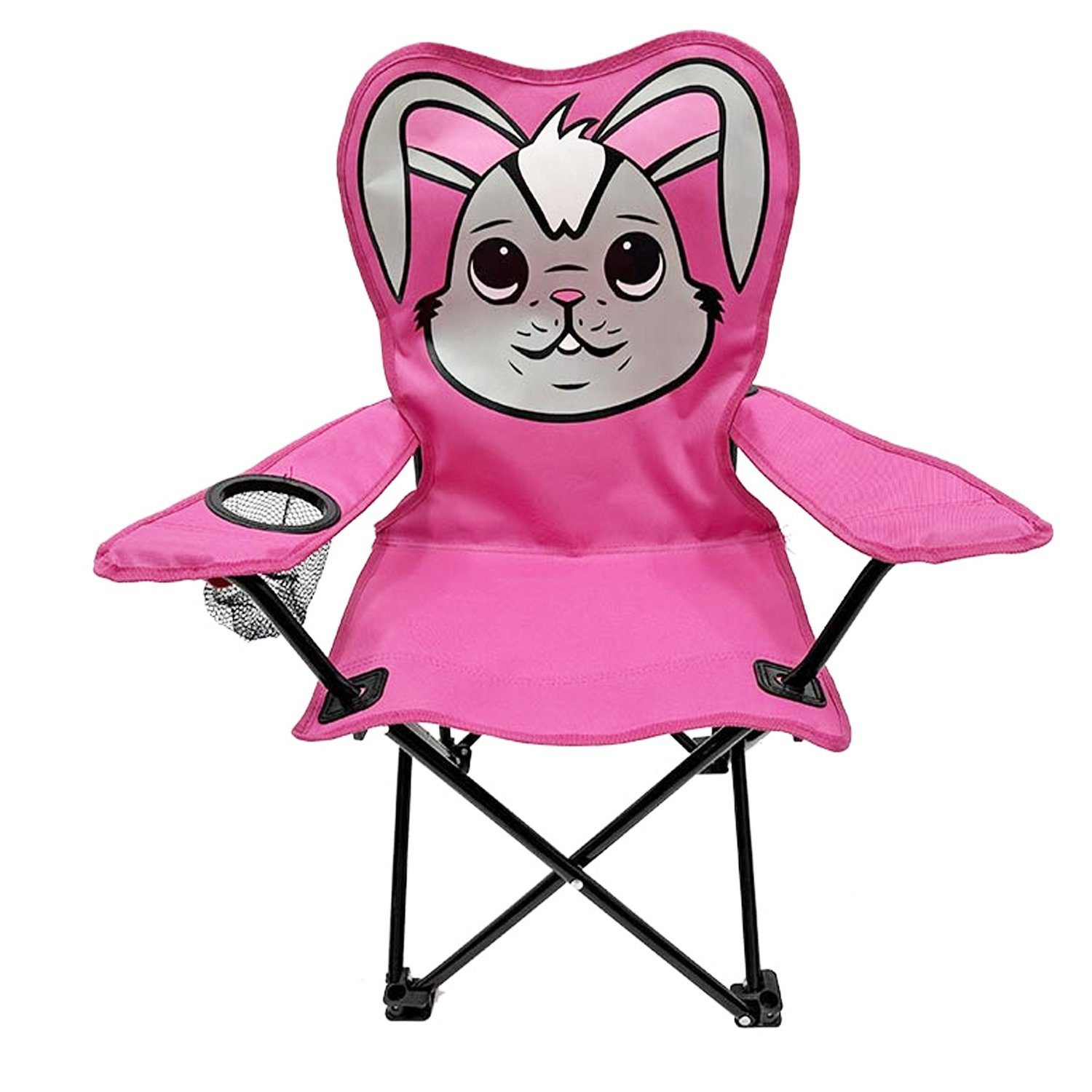 Mojawo Klappstuhl Kinder Anglersessel Pink mit Getränkehalter und Tasche Motiv Hase – Bild 3 von 5
