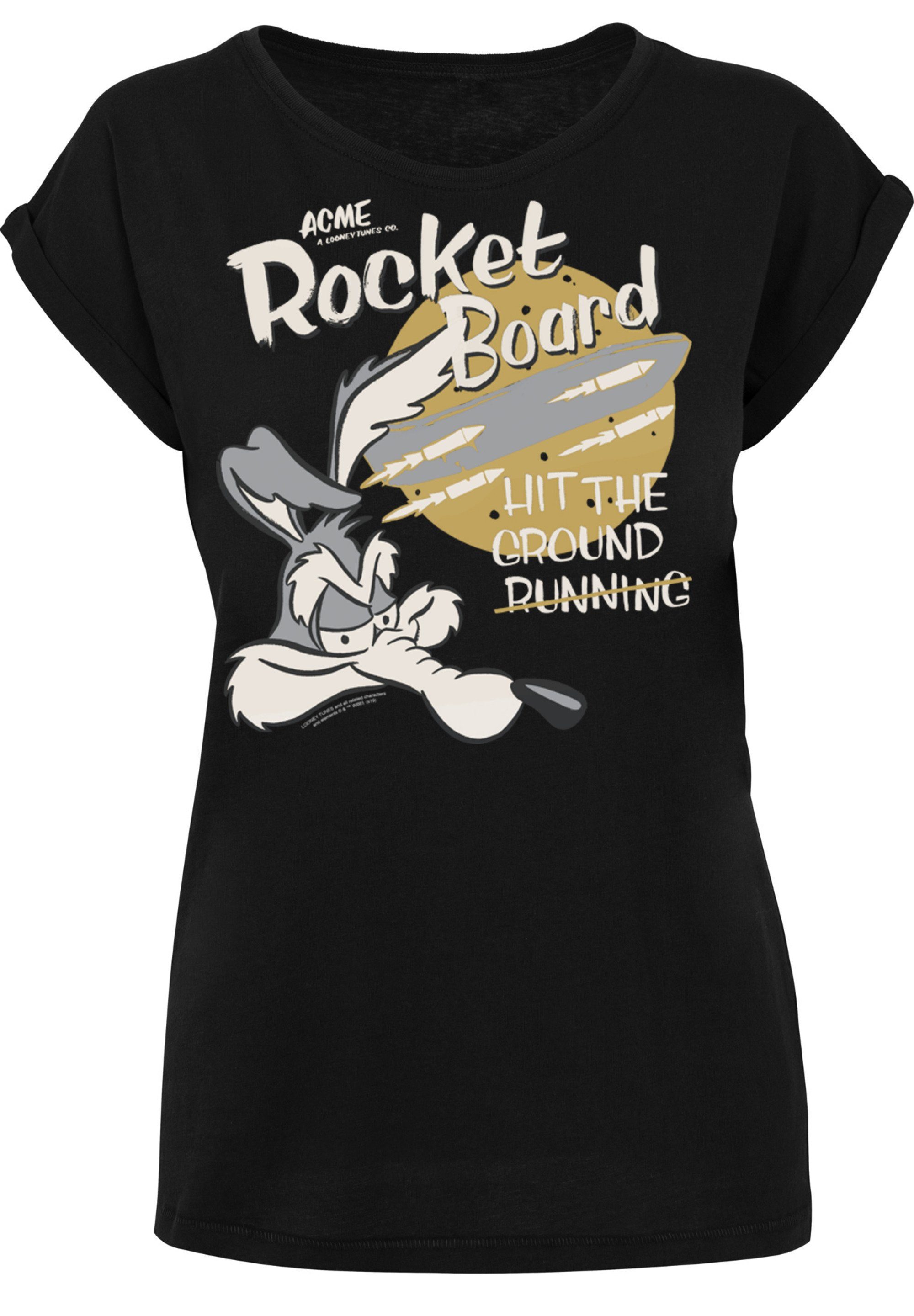 Damen Shirts F4NT4STIC T-Shirt Extended Shoulder T-Shirt Looney Tunes Wile E Coyote Rocket Board Cartoon