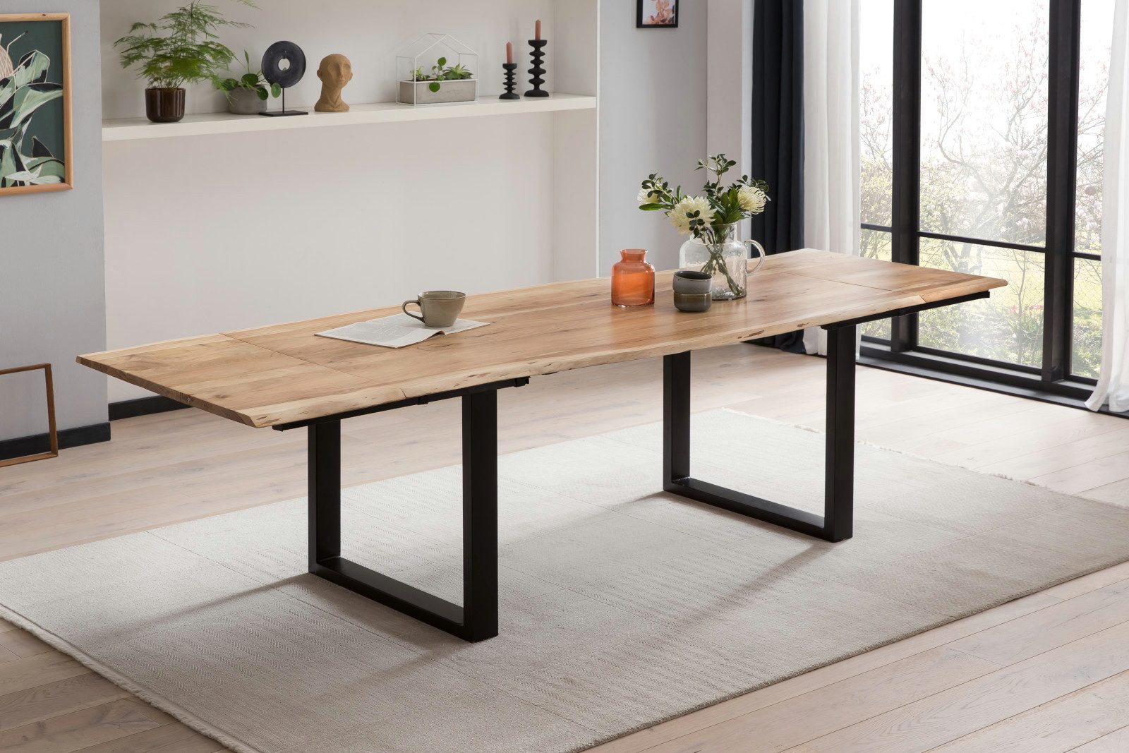 Trelevo® Baumkantentisch Adina, Akazienholz, 2 Ansteckplatten, günstig online kaufen