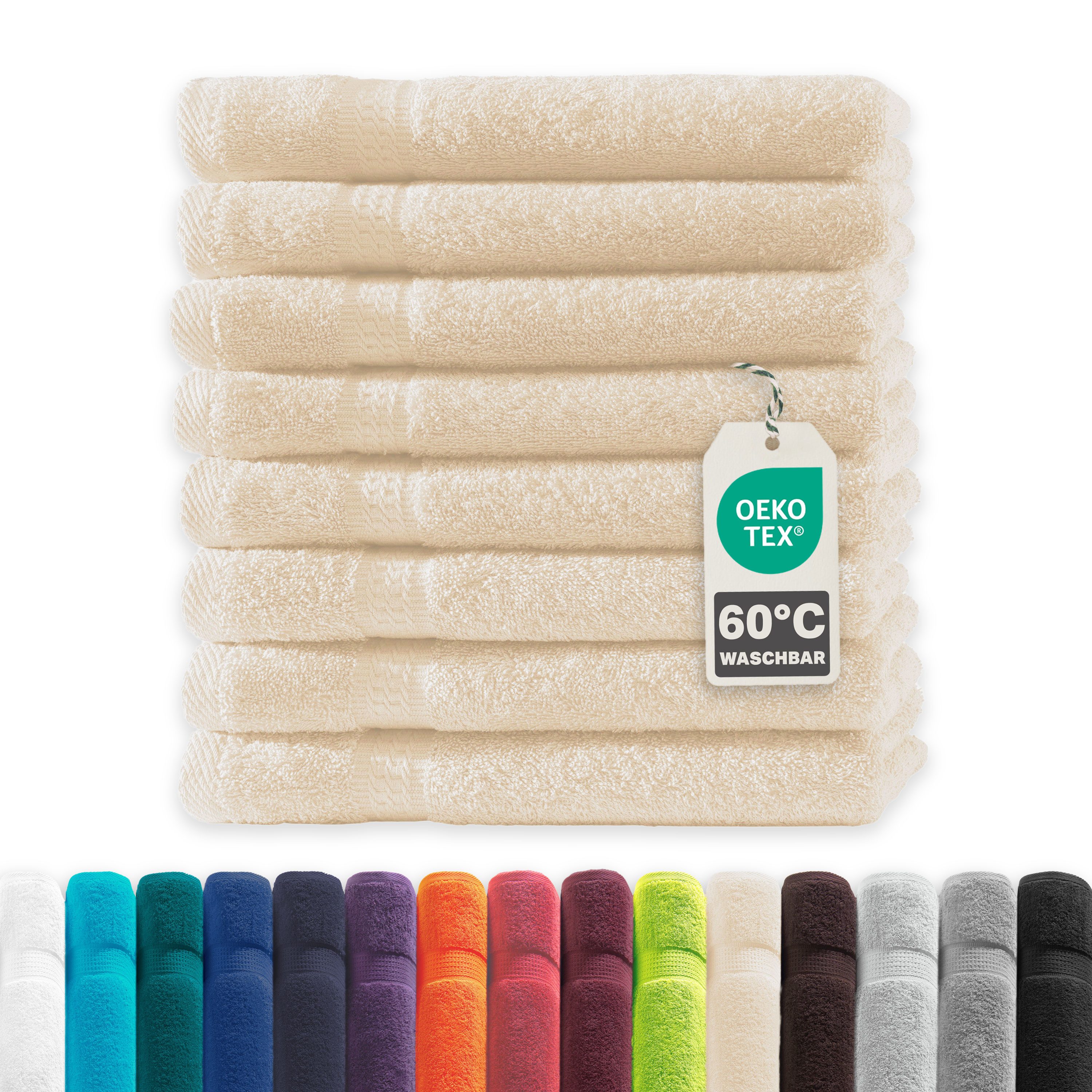 Devior Handtuch Set Frottierserie Elegance in vielen Farben, hochwertig mit 500 g/m², Gästetücher - 100% Baumwolle (8-St), 30x50 cm, ideal fürs Gästebad & kleine Handtuchhalter, geruchsneutral