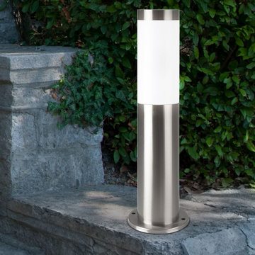 etc-shop LED Außen-Stehlampe, Leuchtmittel inklusive, Warmweiß, Außen Steh Lampe Edelstahl Garten Beleuchtung Terrassen Sockel Stand