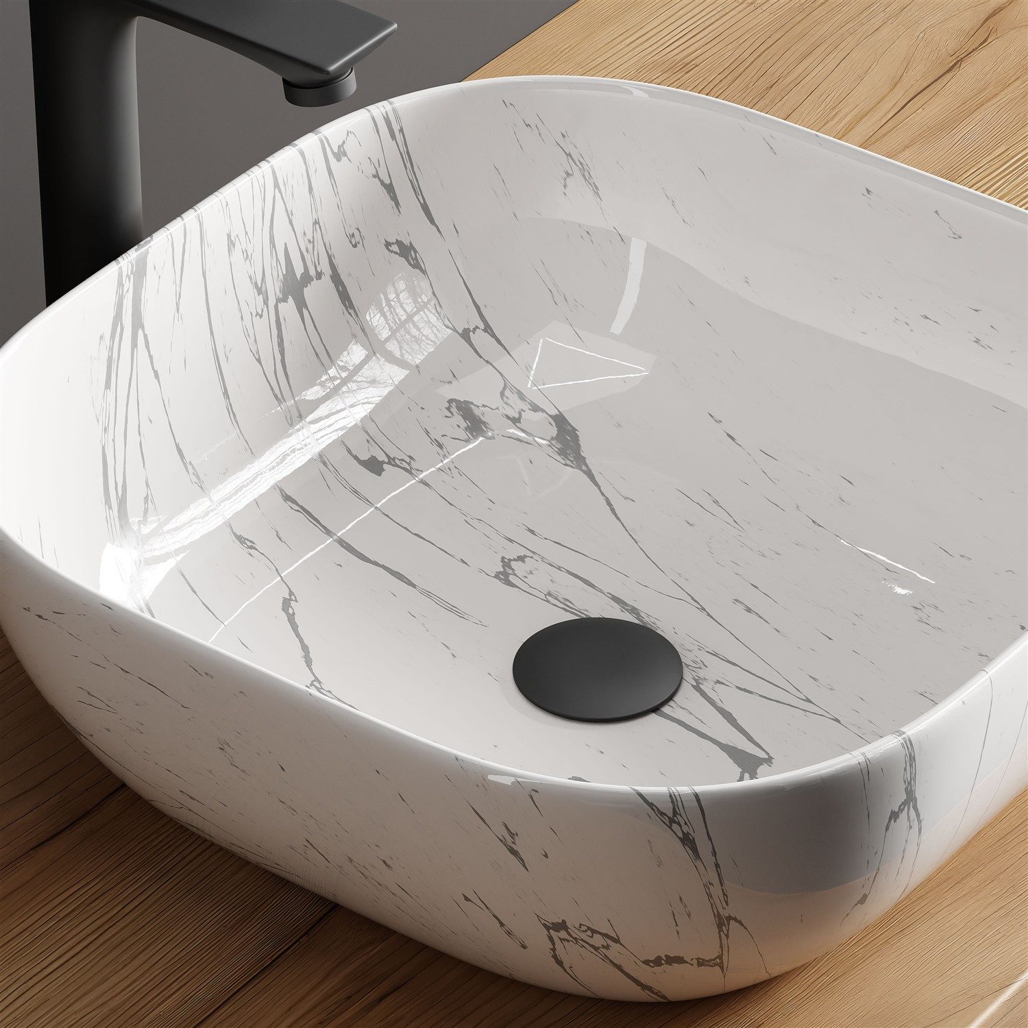 Planetmöbel Aufsatzwaschbecken Aquil Badezimmer Waschbecken klein 42 cm für Waschtisch (Keramik Aufsatzwaschbecken für Bad, Gäste WC, 1-St., Waschschale 42,5 x 42,5 x 14 cm ohne Hahnloch und Überlauf), für Waschtische oder Waschplätze