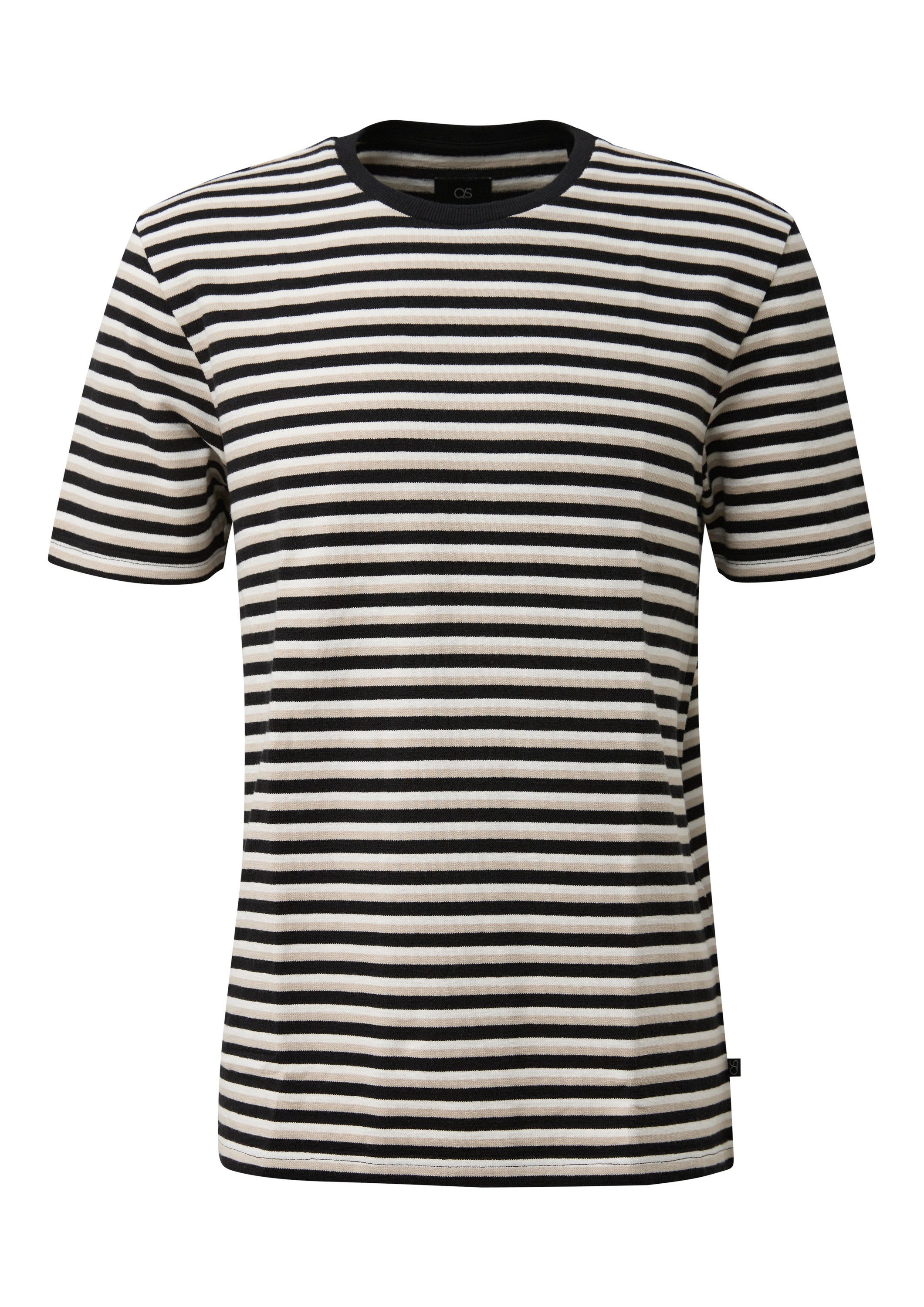 QS Kurzarmshirt T-Shirt Strukturiertes Streifenshirt