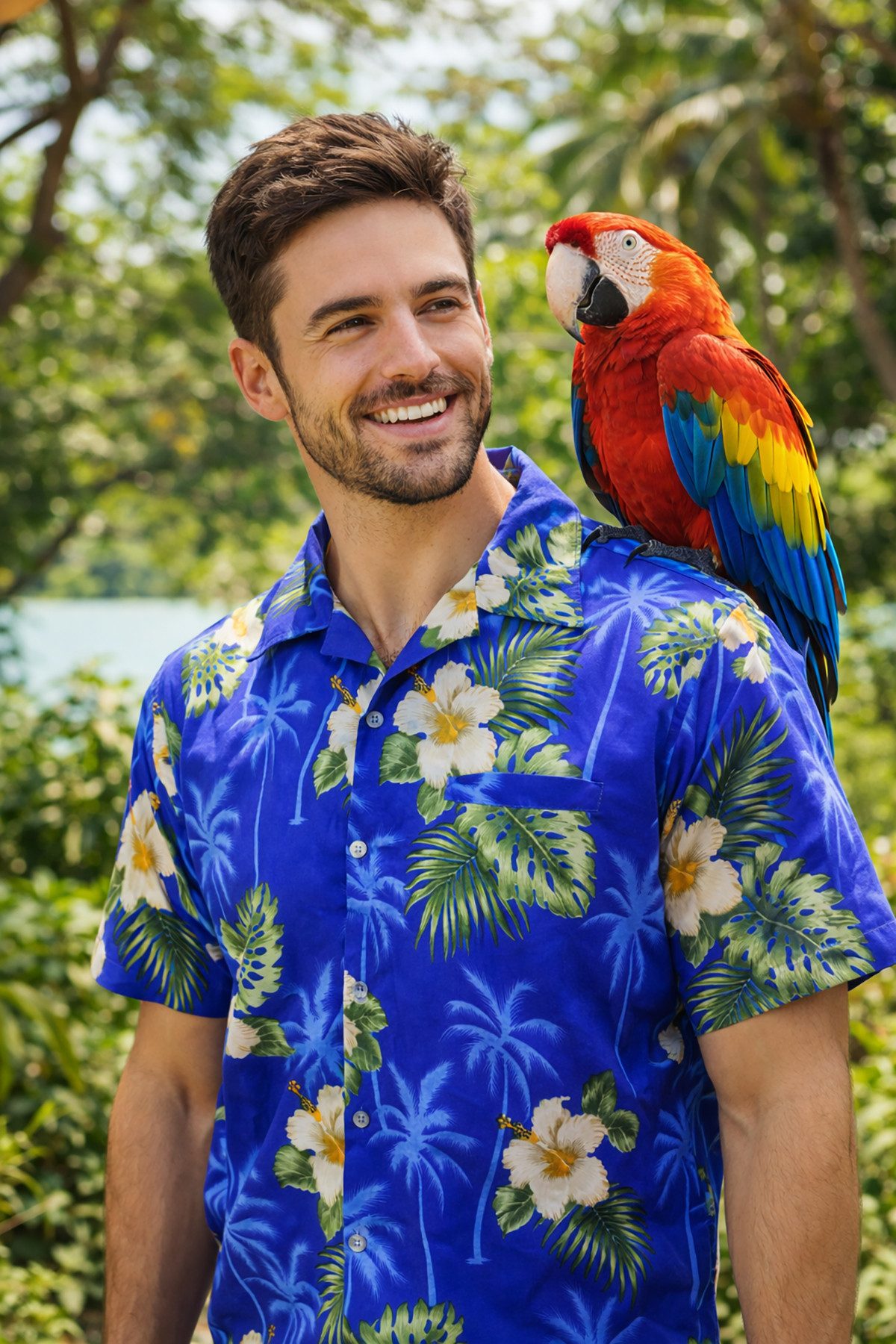 King Kameha Hawaiihemd "Small Flower" Funky Hawaii-Hemd Herren Kurzarm Fronttasche Sommerhemd