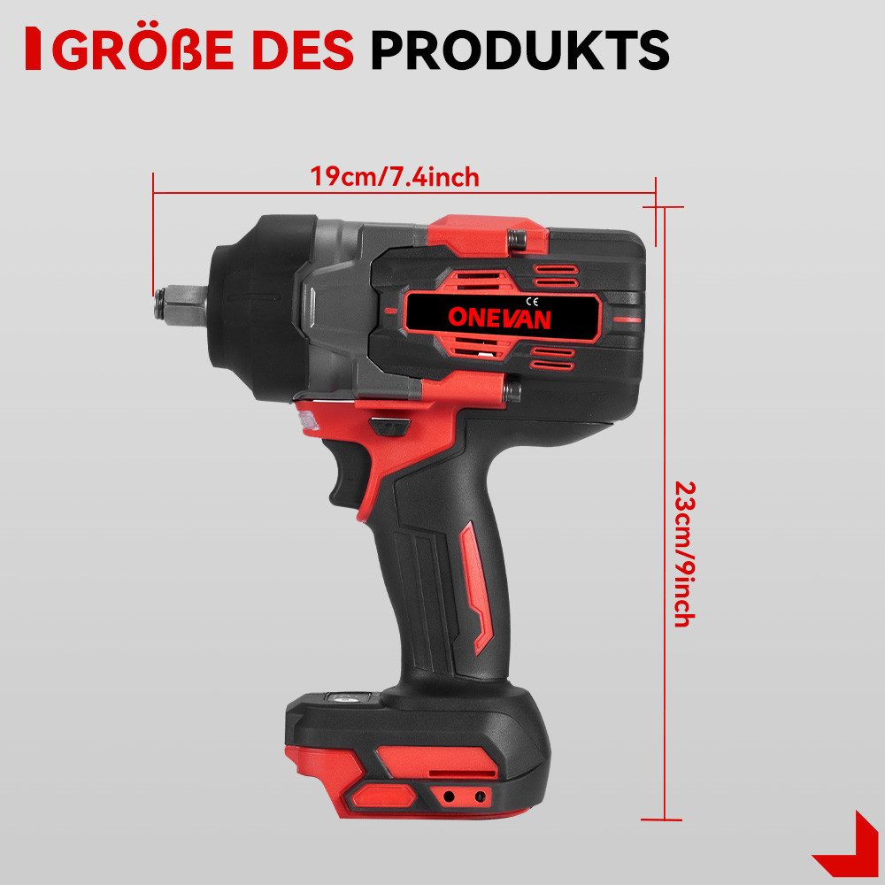 ONEVAN Akku-Schlagschrauber 1/2" Bürstenloser Schlagschrauber, 8000 günstig online kaufen