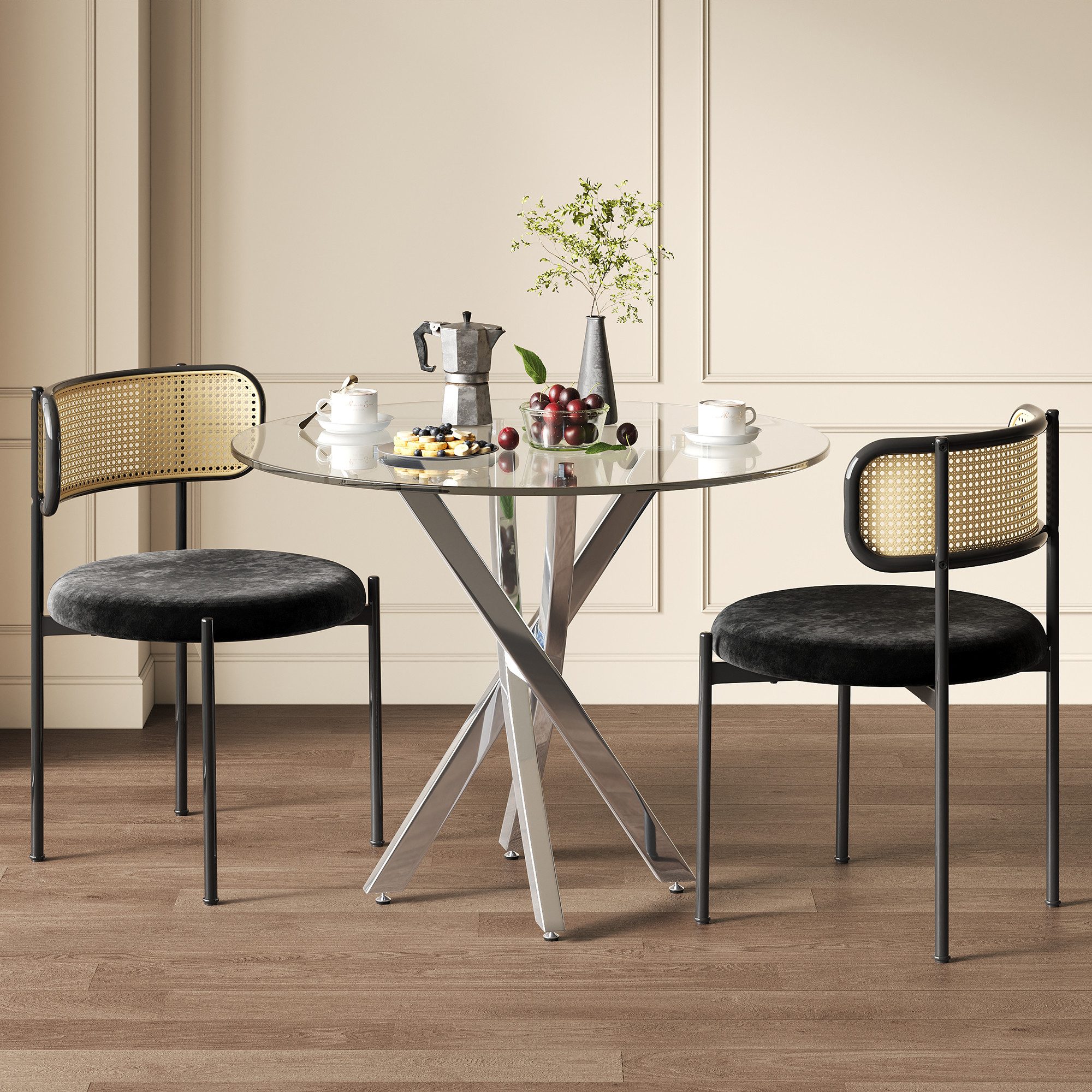 i@home Essgruppe Esstisch-Set(Esstisch und 2 Stühlen),Tischplatte aus gehär günstig online kaufen