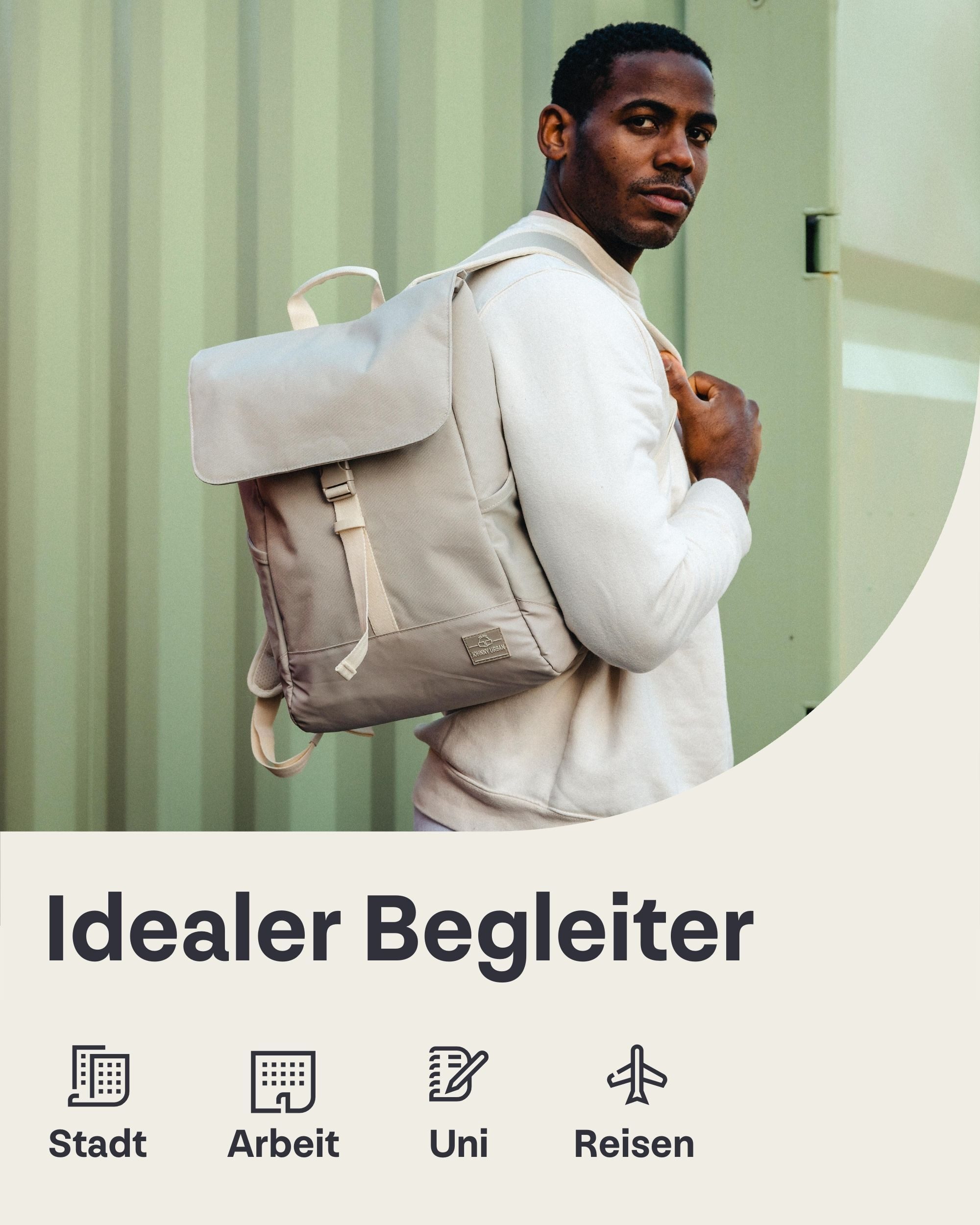 Johnny Urban Cityrucksack MIKA, Rolltop Damen Herren, Laptop Fach (1-tlg), Flexible Größe, Gepolstertes Laptopfach, Wasserabweisend