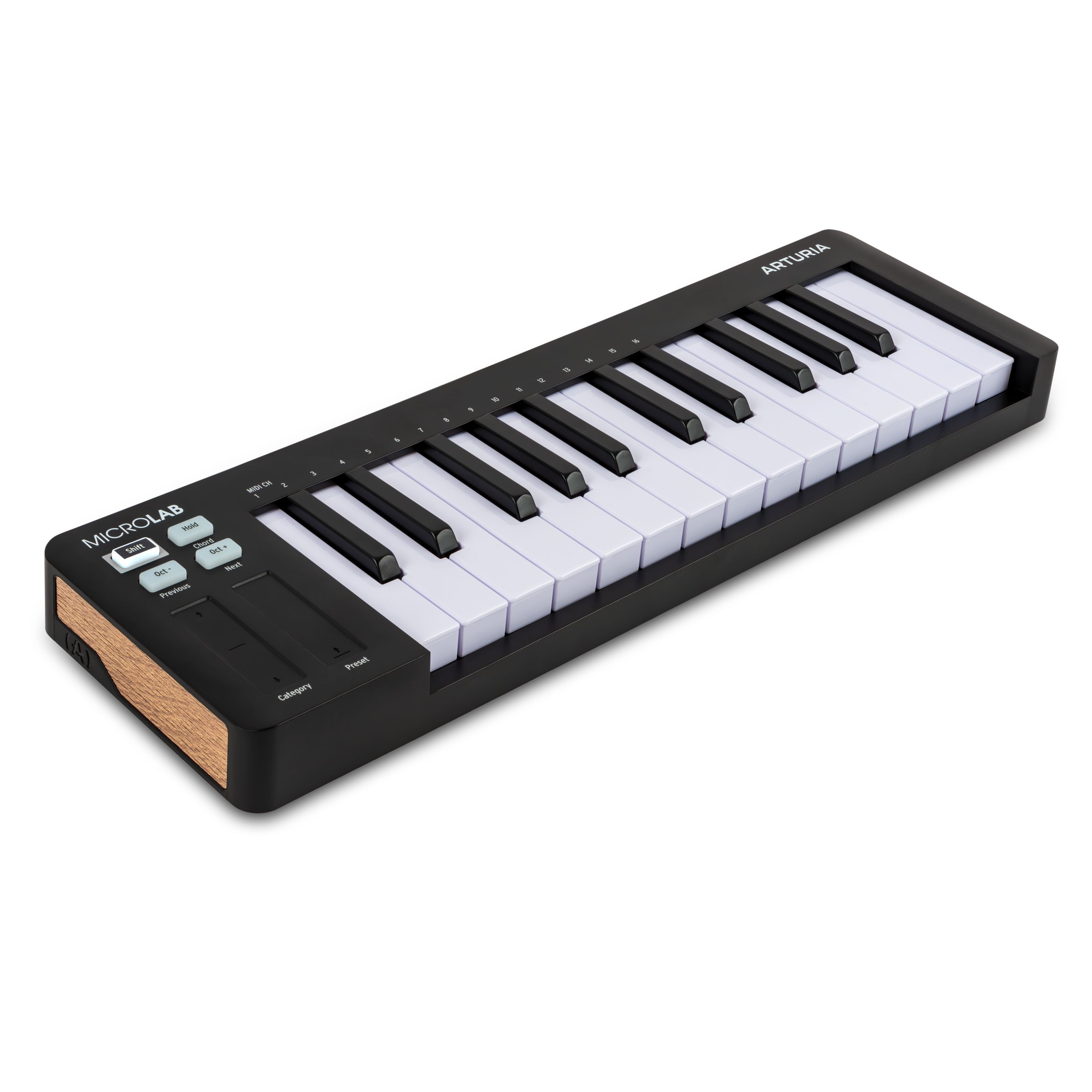 Arturia Masterkeyboard (Masterkeyboards, MIDI-Keyboard mini), MicroLab Mk3 Black - Midi Keyboard