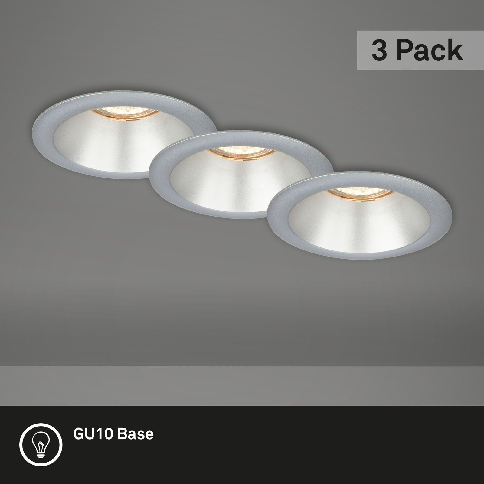 GU10 Set, Fassung, 3er 7042-034, Einbauleuchte LED Leuchtmittel, ohne chrom-matt, exkl. Leuchten Briloner Zurückgesetzte