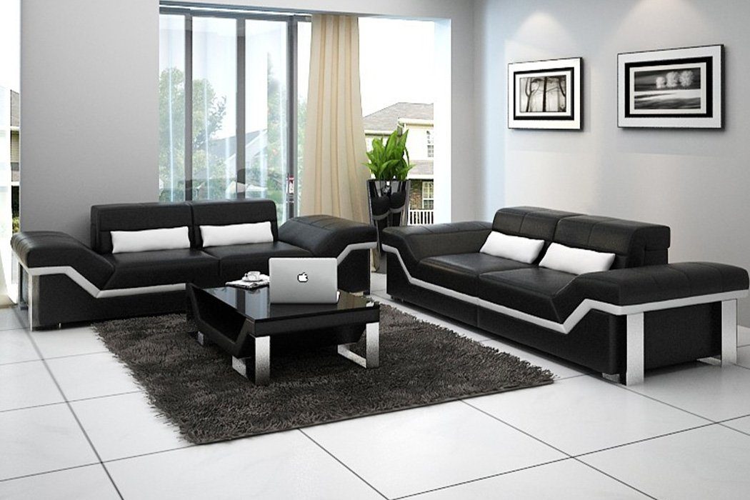 JVmoebel Sofa Sofagarnitur Neu, Sitzer Made Schwarz-weiße 3+3 Designer in Moderne Europe Sofas