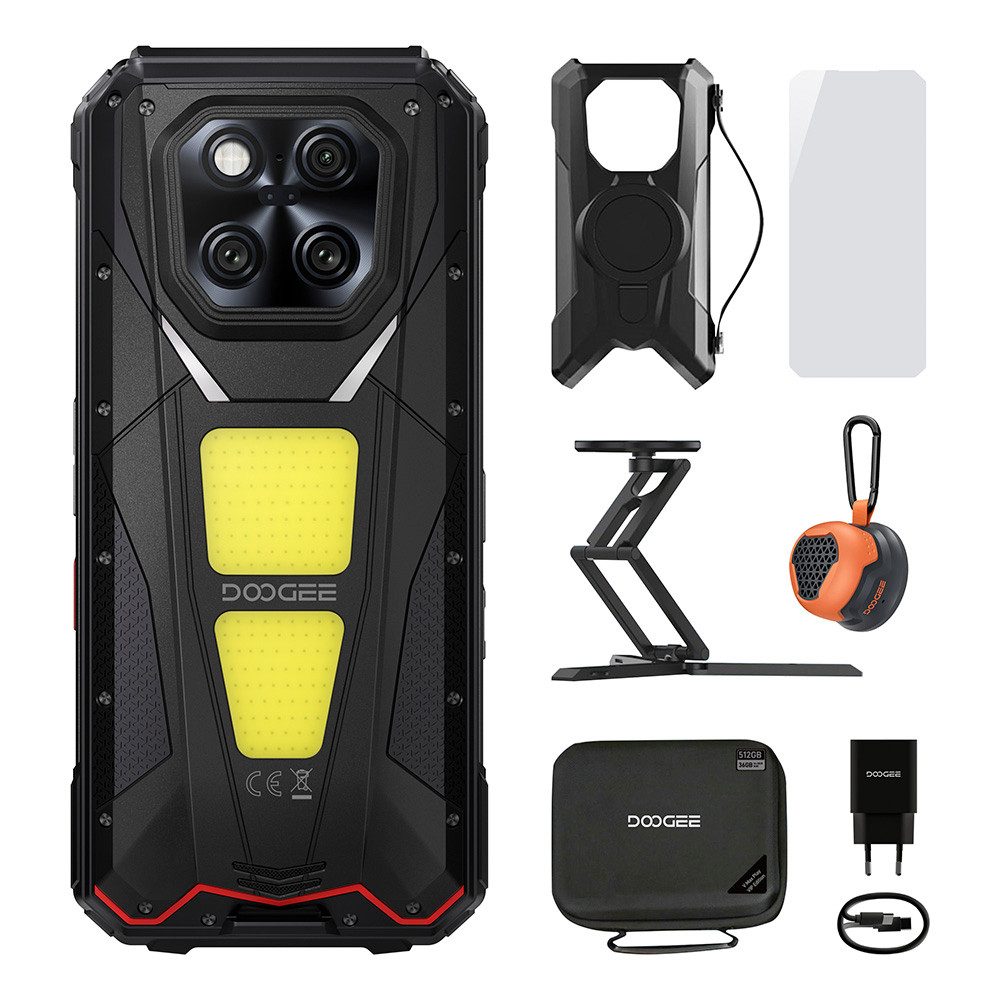 DOOGEE V MAX PLAY 5G Rugged Smartphone mit LED-Projektor & Dual-Camping-Licht Smartphone (6.78 Zoll, 512 GB Speicherplatz, 200 MP Kamera, 20500mAh Akku,16GB RAM, 512GB ROM, 200MP+32MP, Lautsprecher)