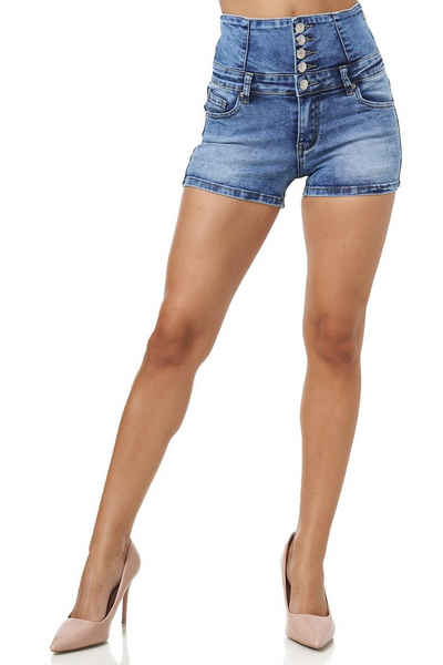 Elara High-waist-Jeans Elara Damen Hose Kurz High Waist Push Up Effekt (1-tlg)