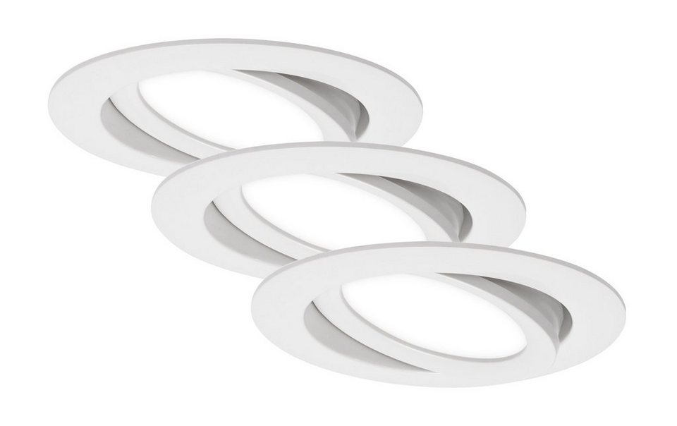 Briloner Leuchten LED Einbauleuchte 7114-436, LED fest verbaut, Warmweiß, 3er  Set, schwenkbar, weiß, IP23, 10,6 cm