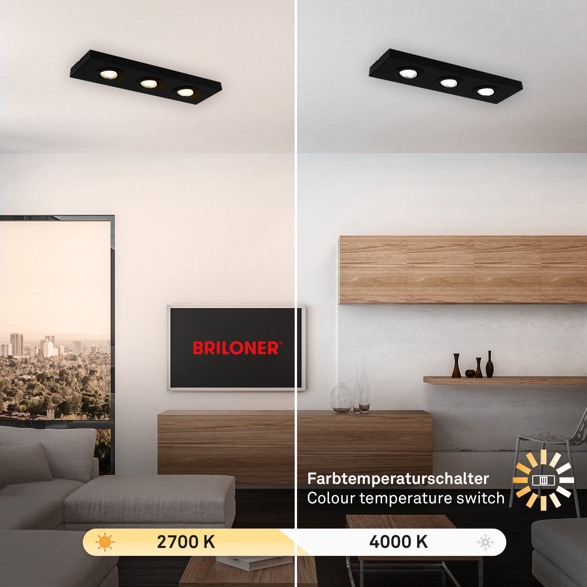 Briloner Leuchten LED 3996035, Neutralweiß, Warmweiß Deckenleuchte verbaut, fest