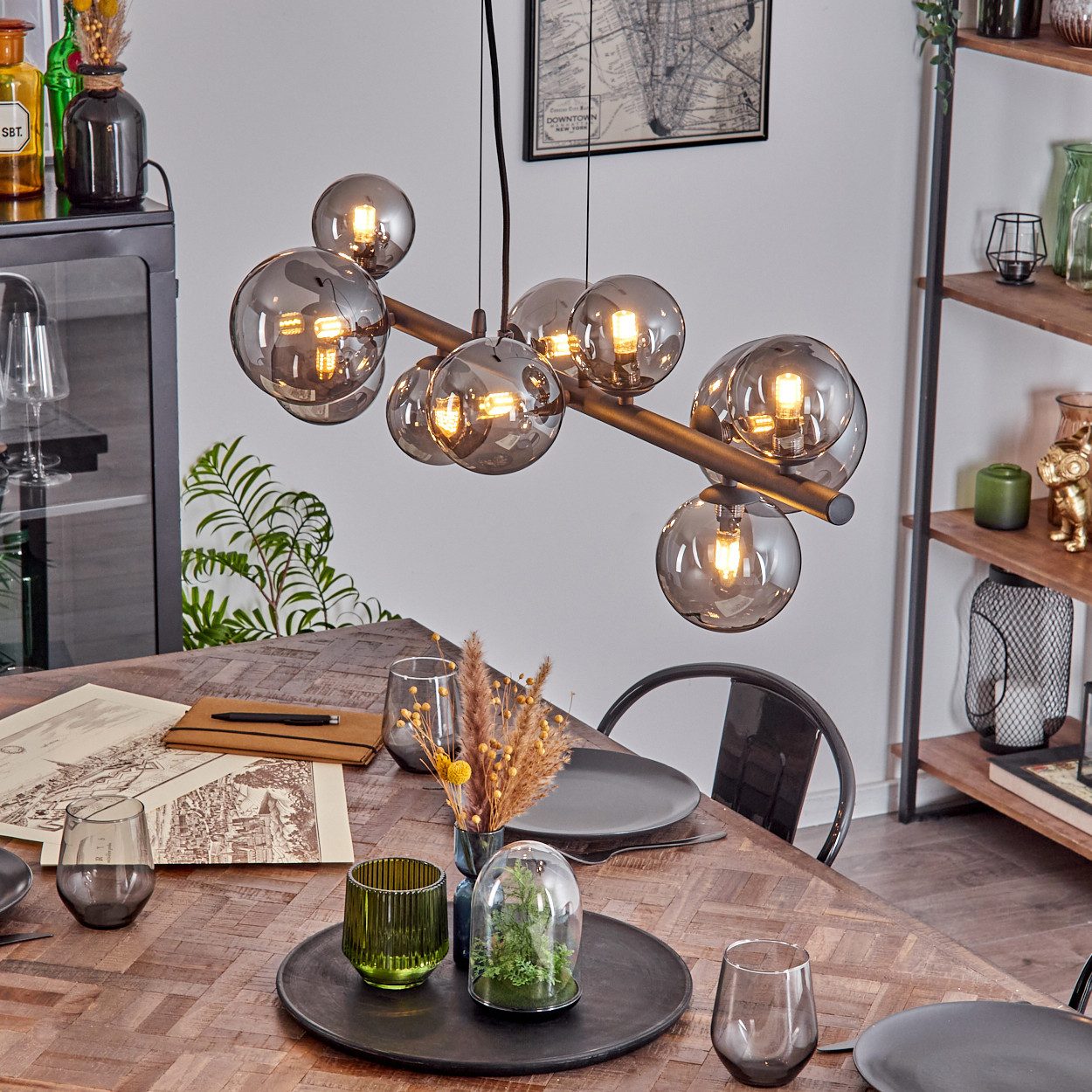 hofstein Pendelleuchte Hängelampe aus Metall/Glas in günstig online kaufen