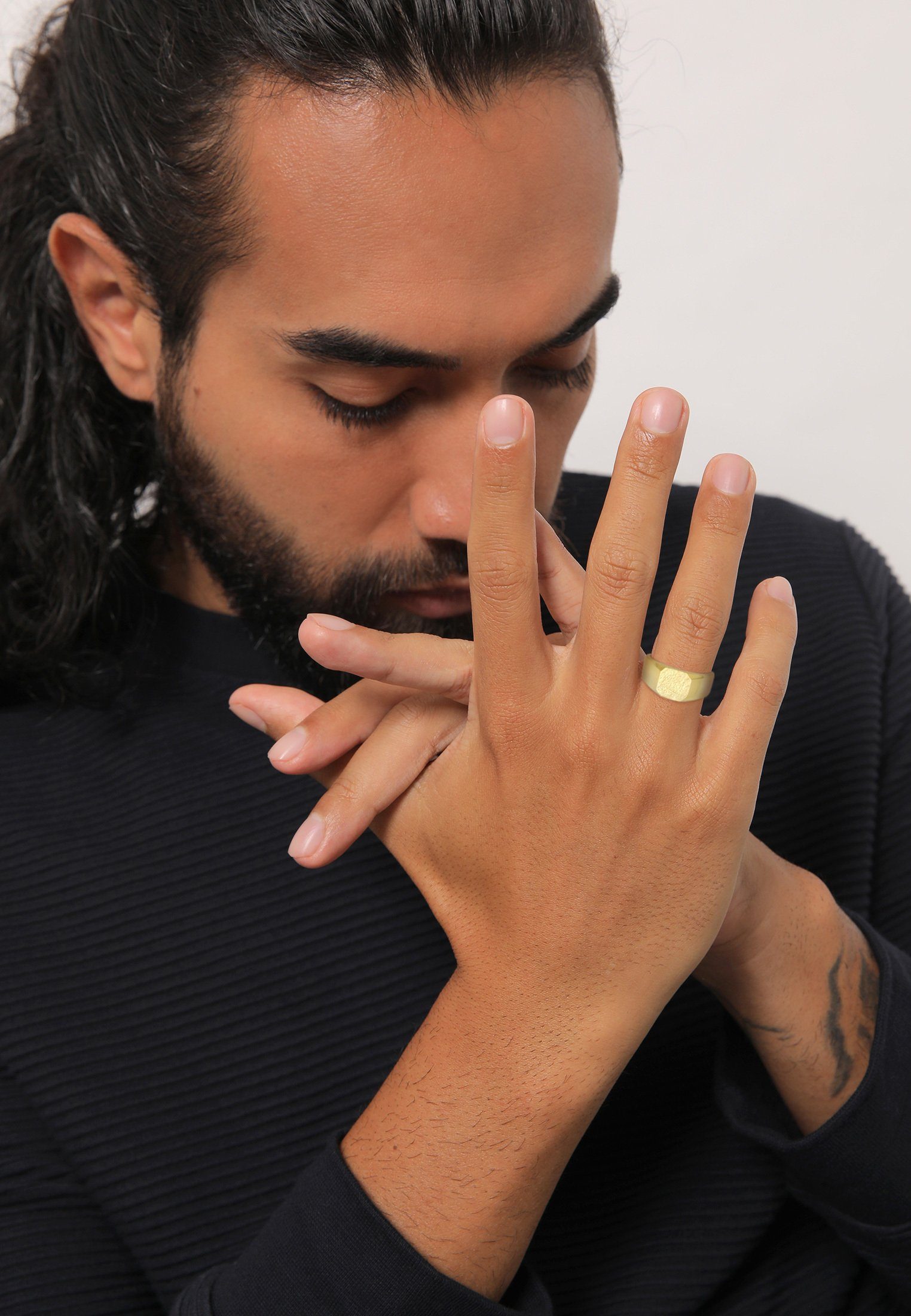 Kuzzoi Siegelring Basic Siegelring Herren Quadrat Matt 925 Silber