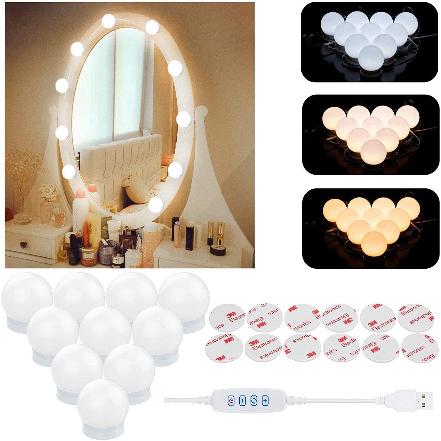 Badspiegel Led Spiegelleuchte,3 Farbmodi Schminktisch Leuchte,Make Up Licht