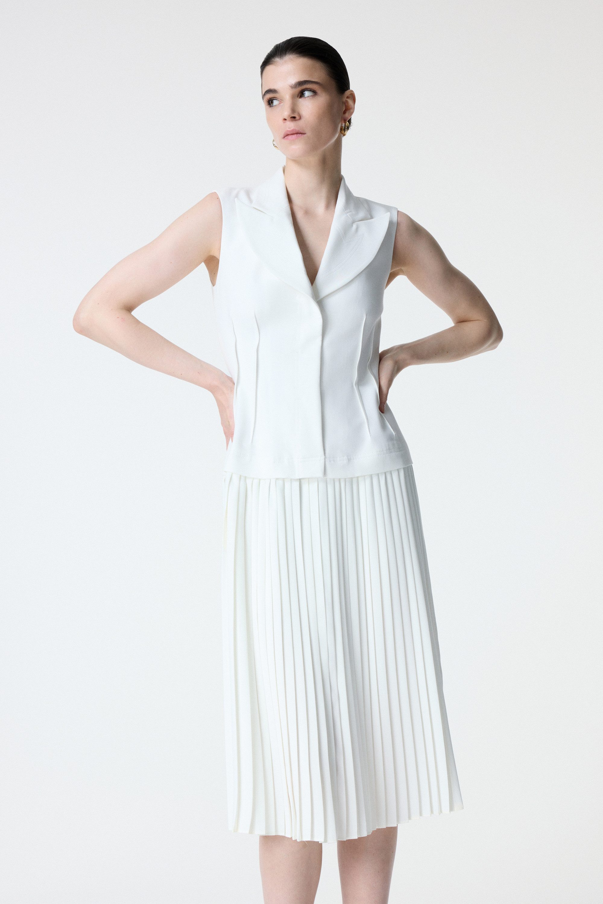 adL Maxikleid Kleid mit Plissee-Detail