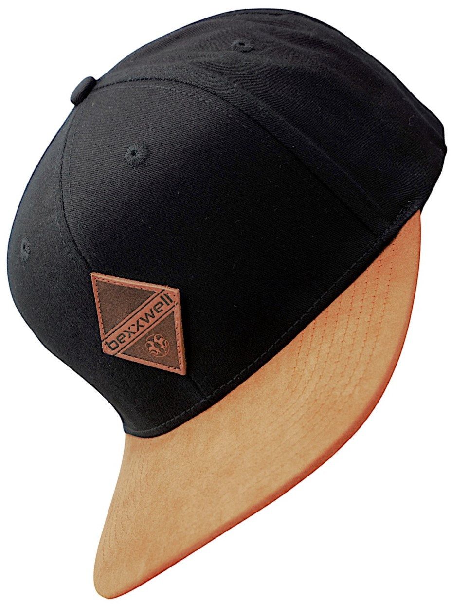 Snapback Cap mit Lederpatch, Schirm in Wildlederoptik (optimale Passform, Unisex)