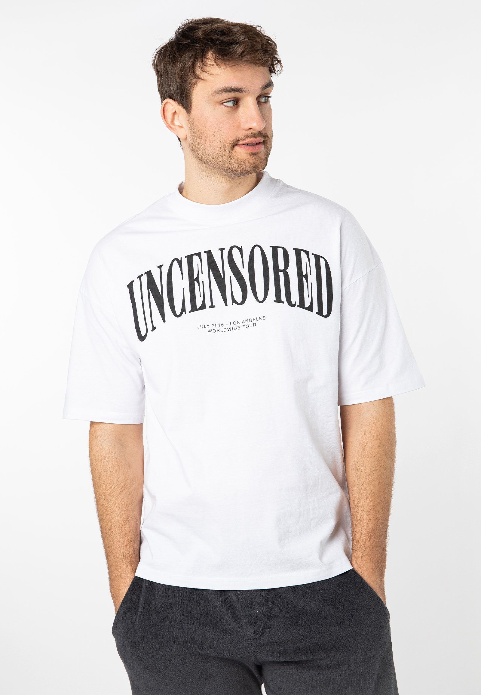 Aufdruck SUBLEVEL mit T-Shirt Oversize white T-Shirt
