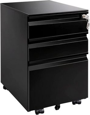 Super Solu Rollcontainer Metall Aktenschrank mit 3 Schubladen, schwarz rechteckig Büroschrank, (DH0004-J, 1 St), 60*50*40cm Rollen feststellbar, moderne Ästhetik