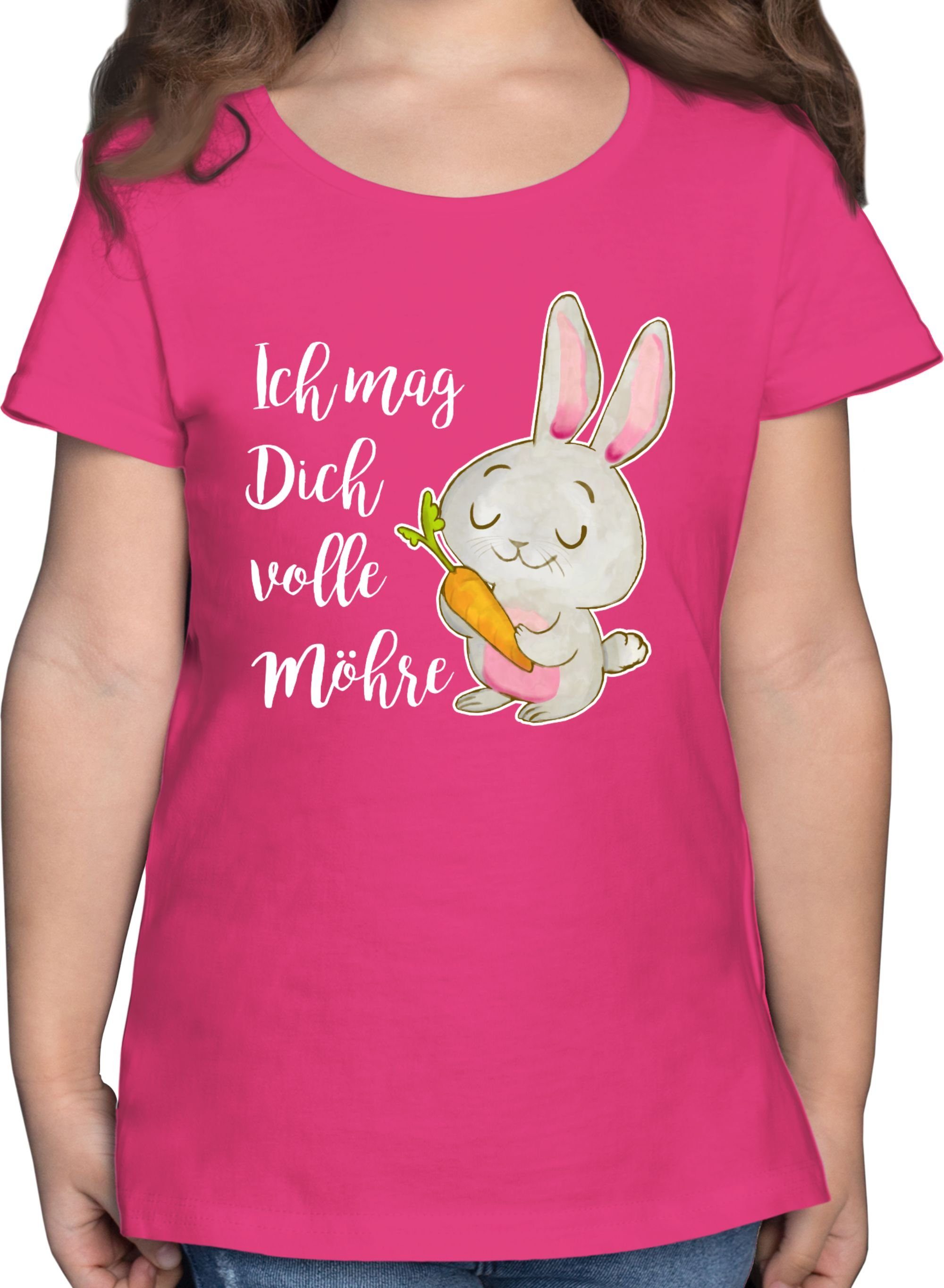 Shirtracer T-Shirt Ich mag dich volle Möhre Aquarell weiß Geschenk Ostern