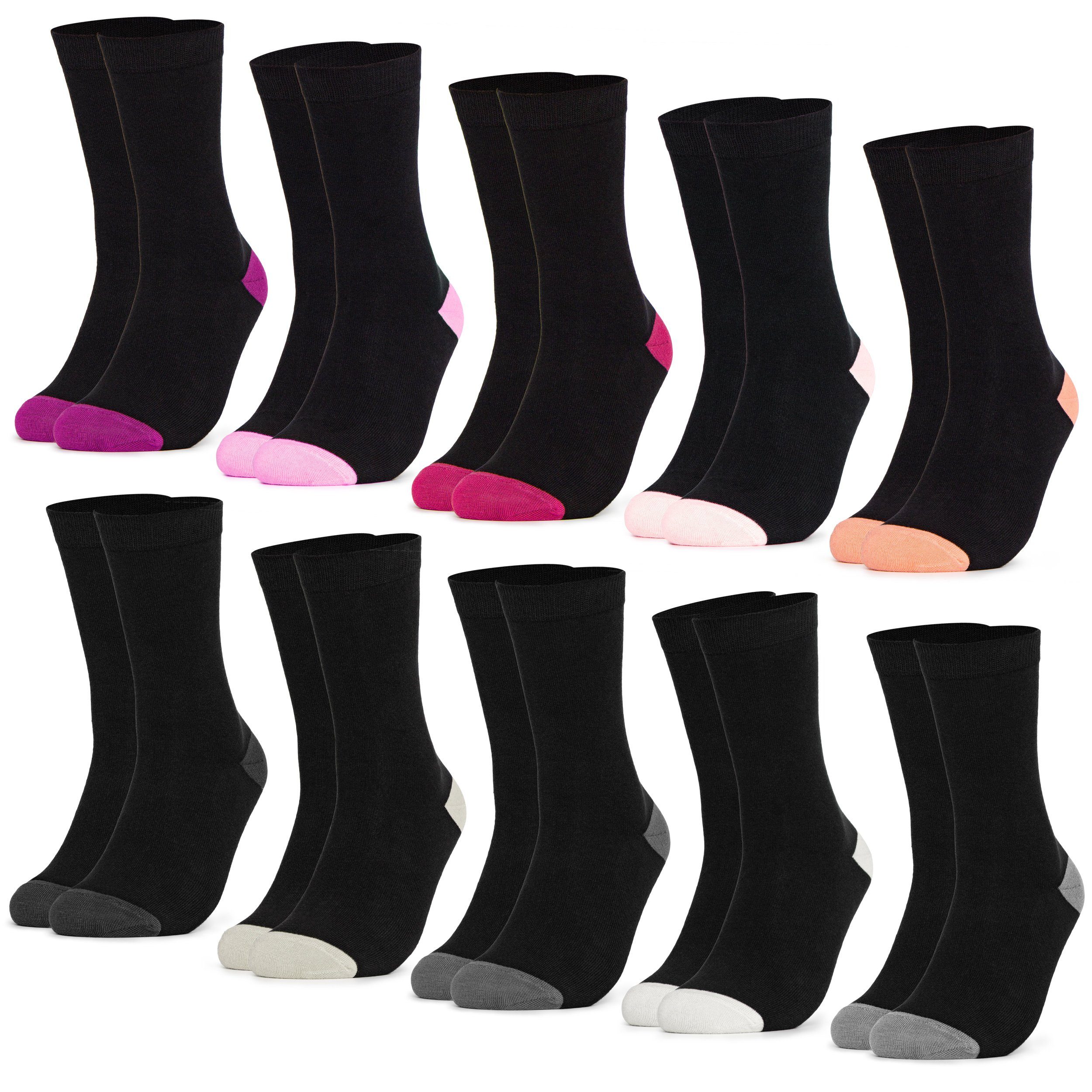 Basicsocken Damen Baumwollsocken 10er Pack (Modell: Gertrud)