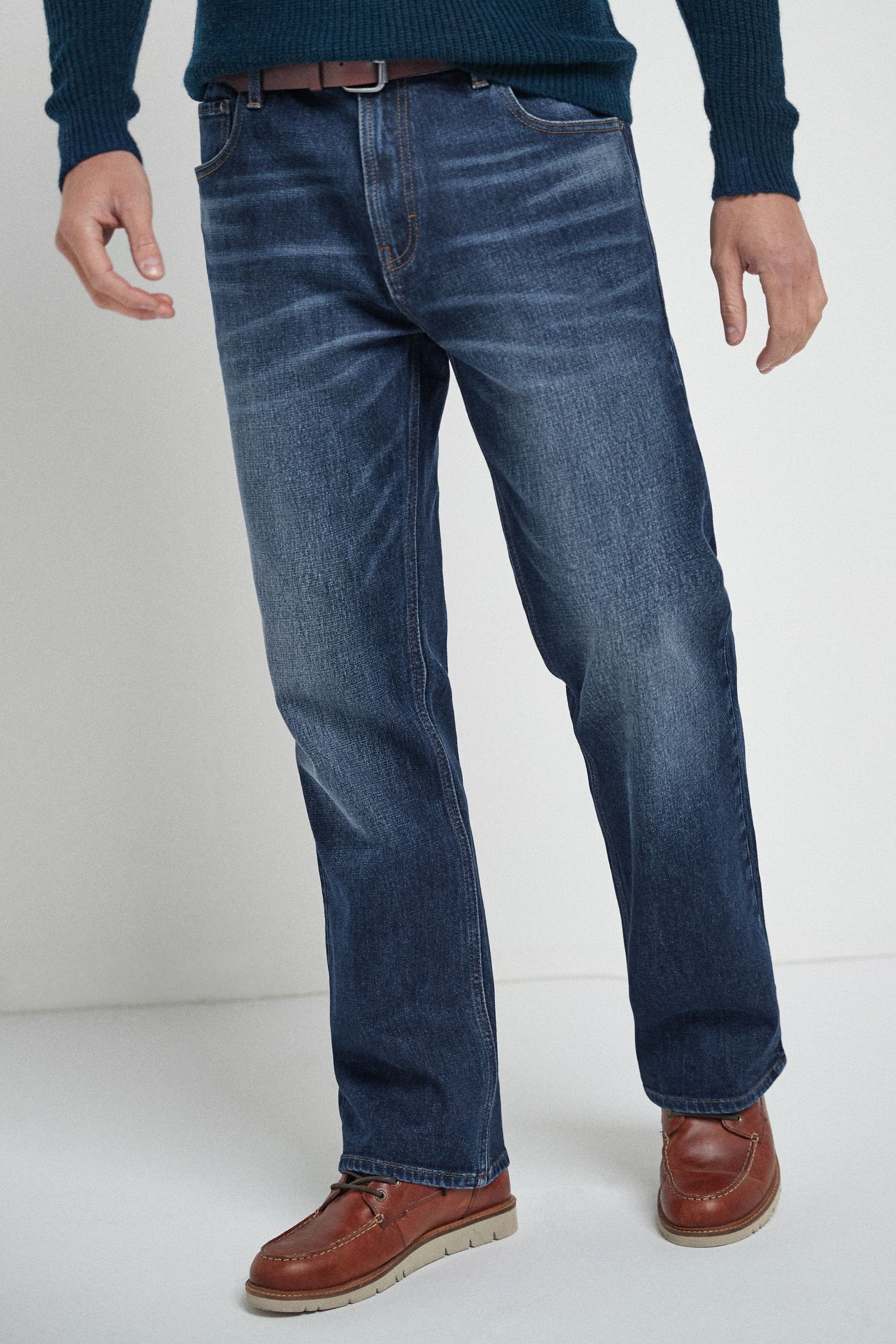 Bootcut-Jeans Straight Fit Jeans mit Gürtel - Bootcut