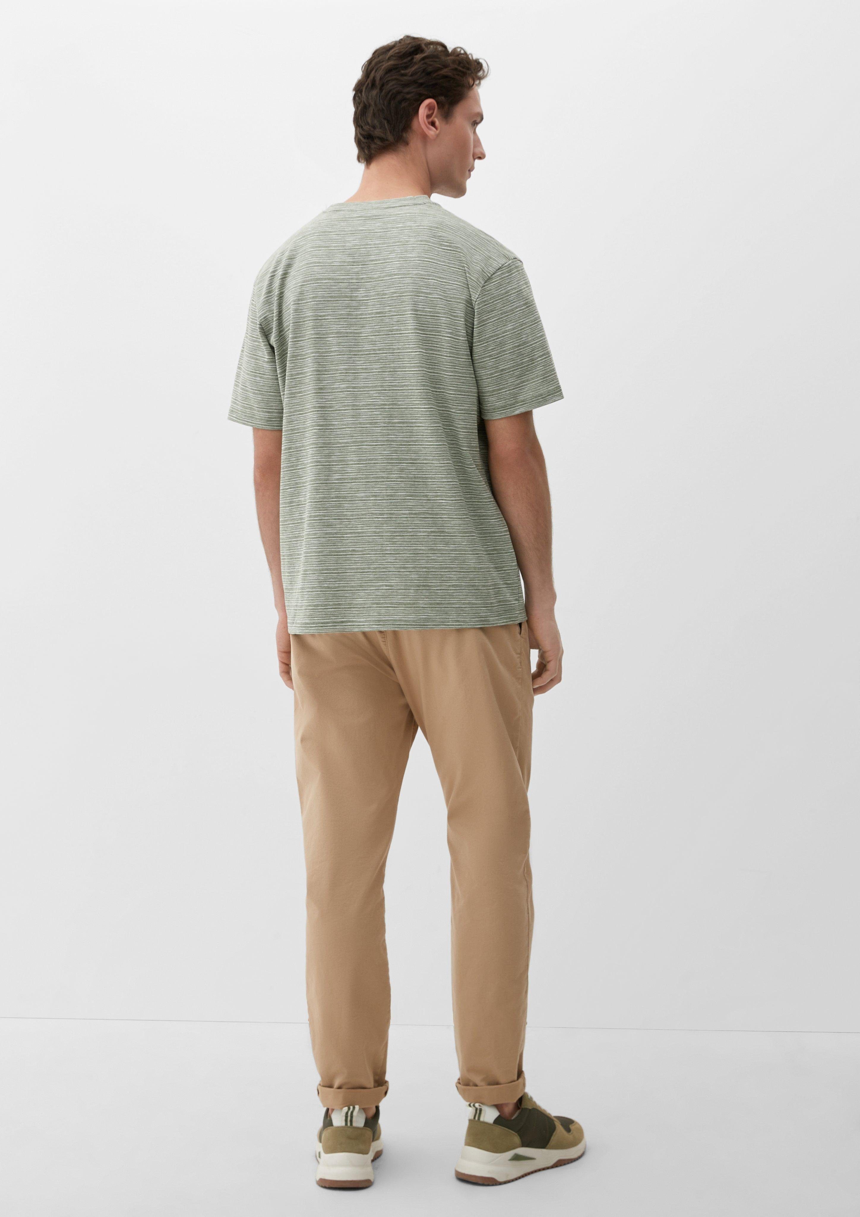 s.Oliver Kurzarmshirt helles T-Shirt aus Blende olivgrün Flammgarn-Jersey