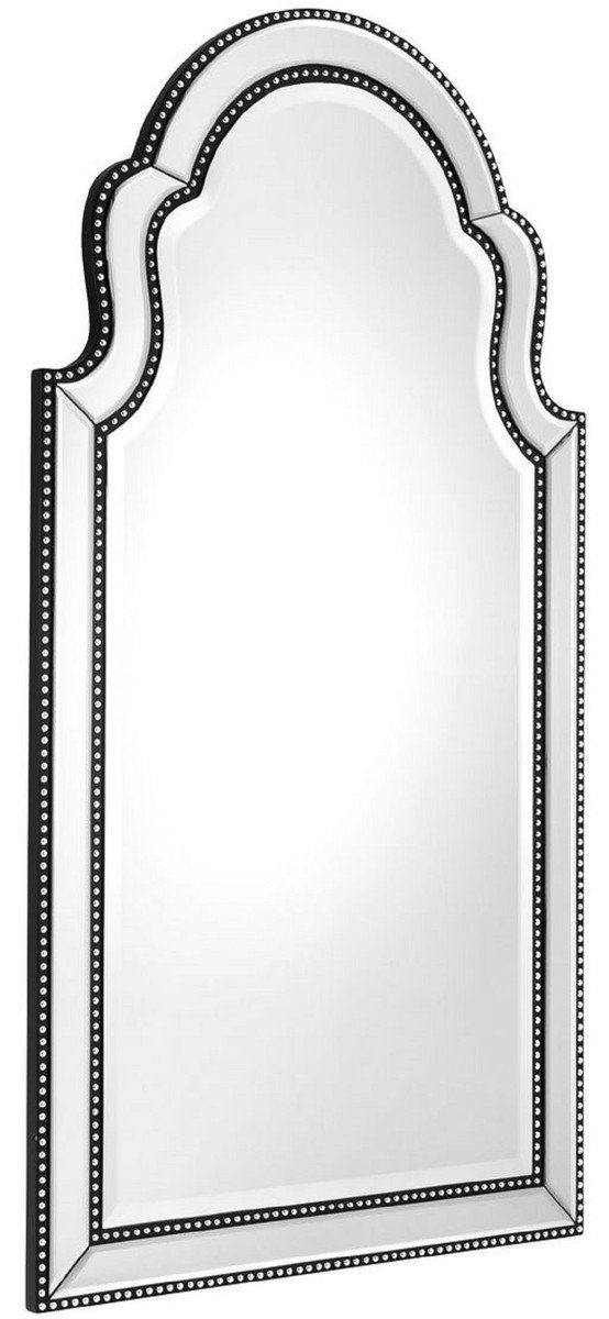 / Wandspiegel Kollektion Wandspiegel Spiegel 80 - - Silber Spiegel Casa Mahagoni Wohnzimmer Garderoben Schwarz x 150 Luxus Padrino cm Luxus H. -
