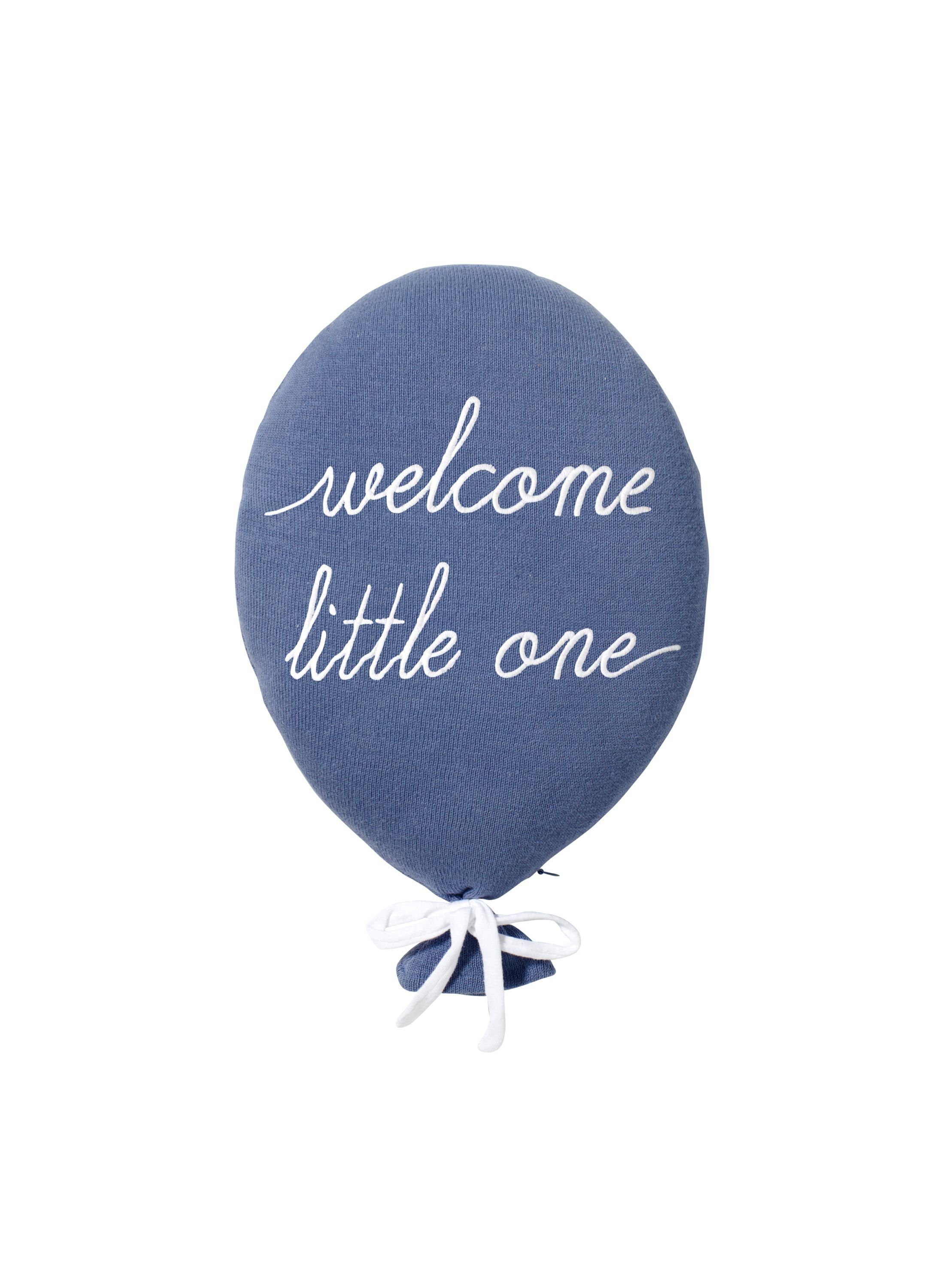 One" Junge Company Dekokissen Baumwolle Mädchen Wanddekoobjekt, abnehmbar Nordic "Welcome 100% ideal Blau Bezug zertifizierte Geschenk Coast als Ballon Wanddekoration Little aus Babykissen