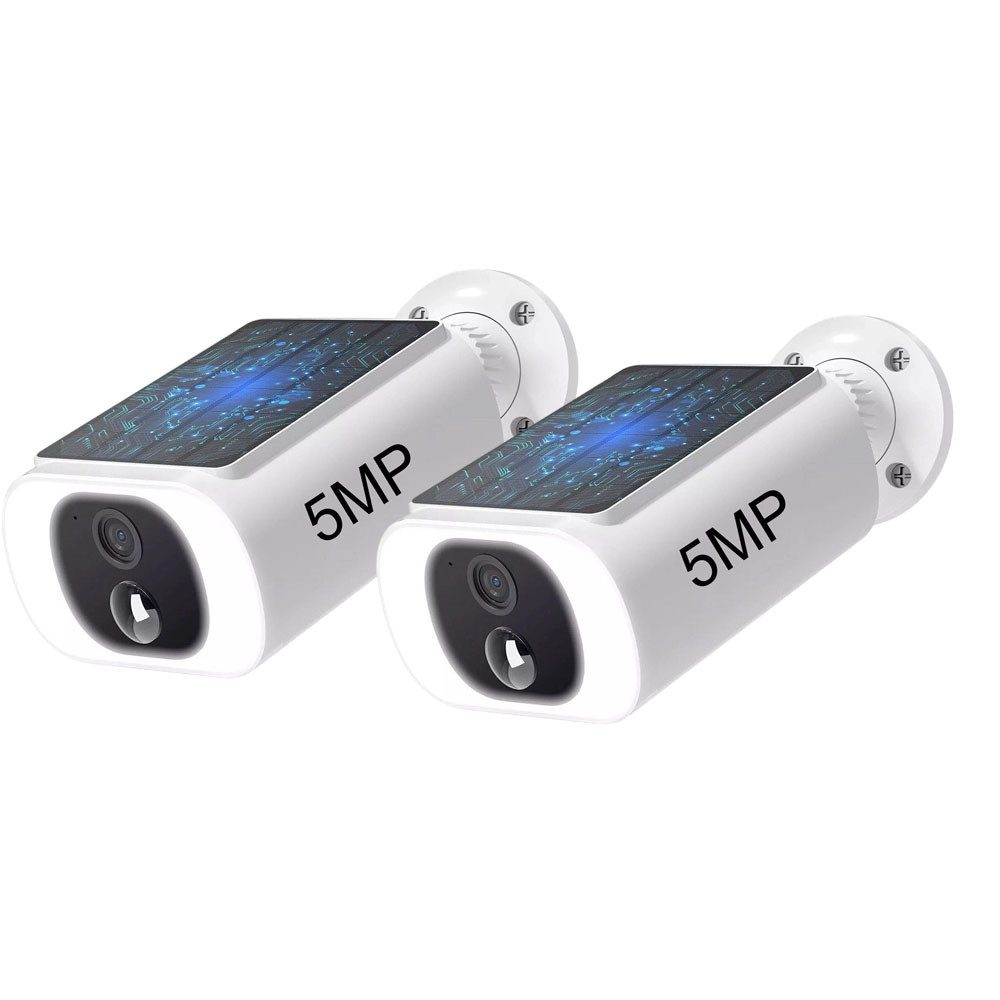 Topcony Überwachungskamera 5MP FHD Überwachungskamera Aussen Akku mit Solarpanel (Überwachung, Innenbereich Sicherheit, Aussen, Außenbereich Sicherheit, Innenbereich, Außenbereich, 100% Kabellose Kamera Überwachung Aussen Solar Flutlicht, 2-tlg., 2-Wege-A