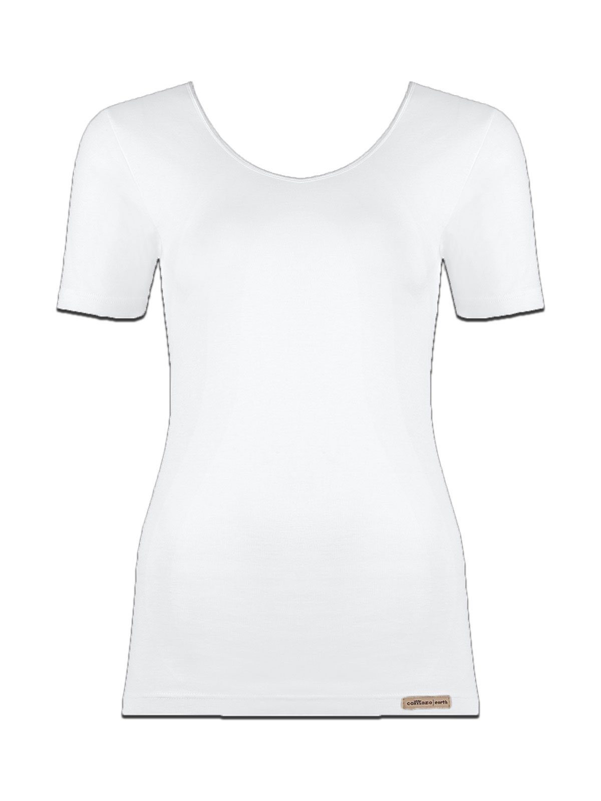 Shirt Arm Vegan COMAZO Unterhemd Damen 1-St) (Stück, Baumwoll Unterhemd 1/4 weiss