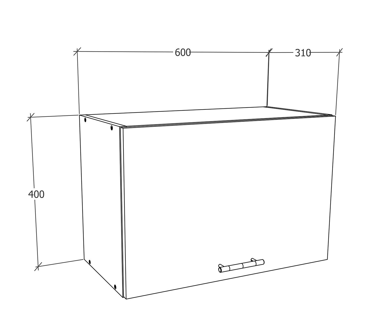 VCM Hängeschrank Esilo Hängeschrank B. 60 x T. 31 x H. 40 cm Wandhängender Stauraum für Geschirr und Vorräte, 1 Fächer, Klapptüren – Bild 4 von 4