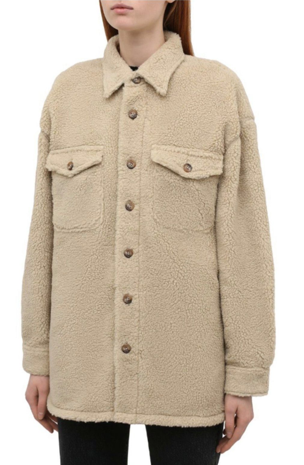 Polo Ralph Lauren Kurzjacke Damen Teddy Faux Jacke Unisex Teddy-Fell, Knopfleiste, sportlicher Look