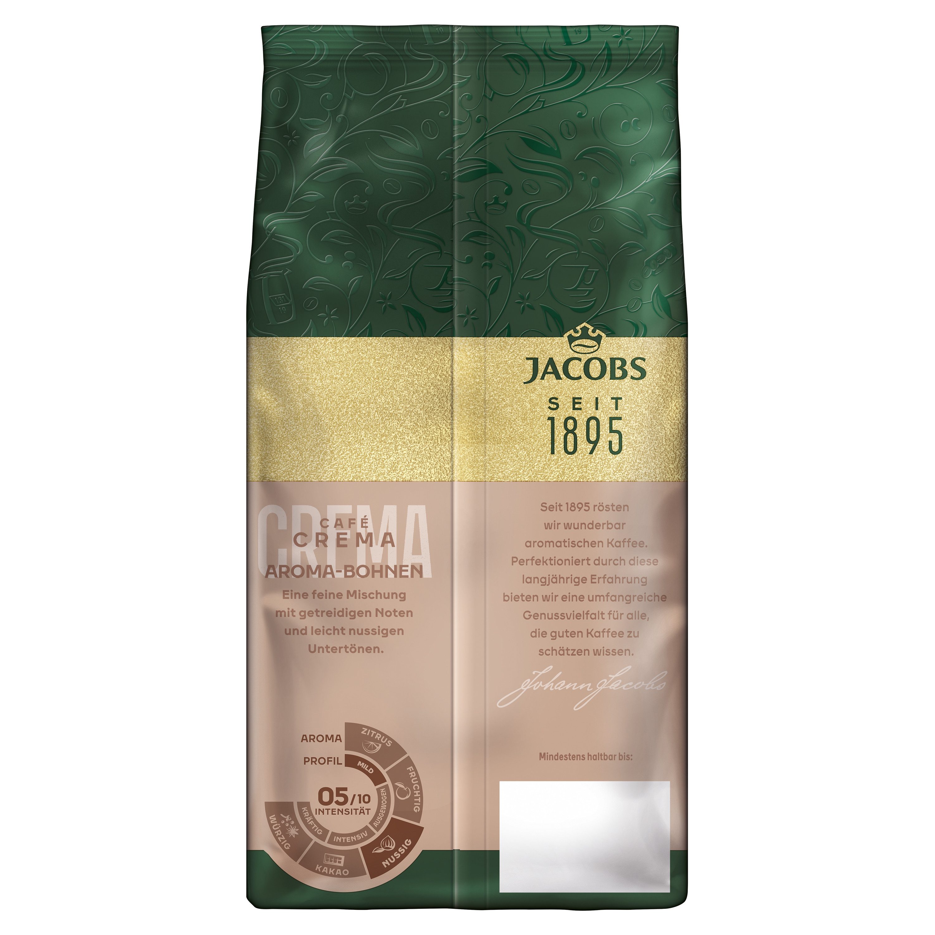 JACOBS Kaffee Kaffeebohnen Café Crema Aroma-Bohnen ganze Bohne geröstet 12 x 500 g, 6000 g, (Packung, 12er Pack) – Bild 3 von 5