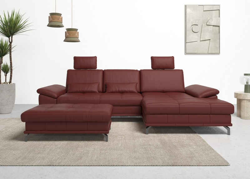 Places of Style Ecksofa Costello L-Form, incl. Sitztiefenverstellung und Armlehnfunktion, incl. 3 Nierenkissen