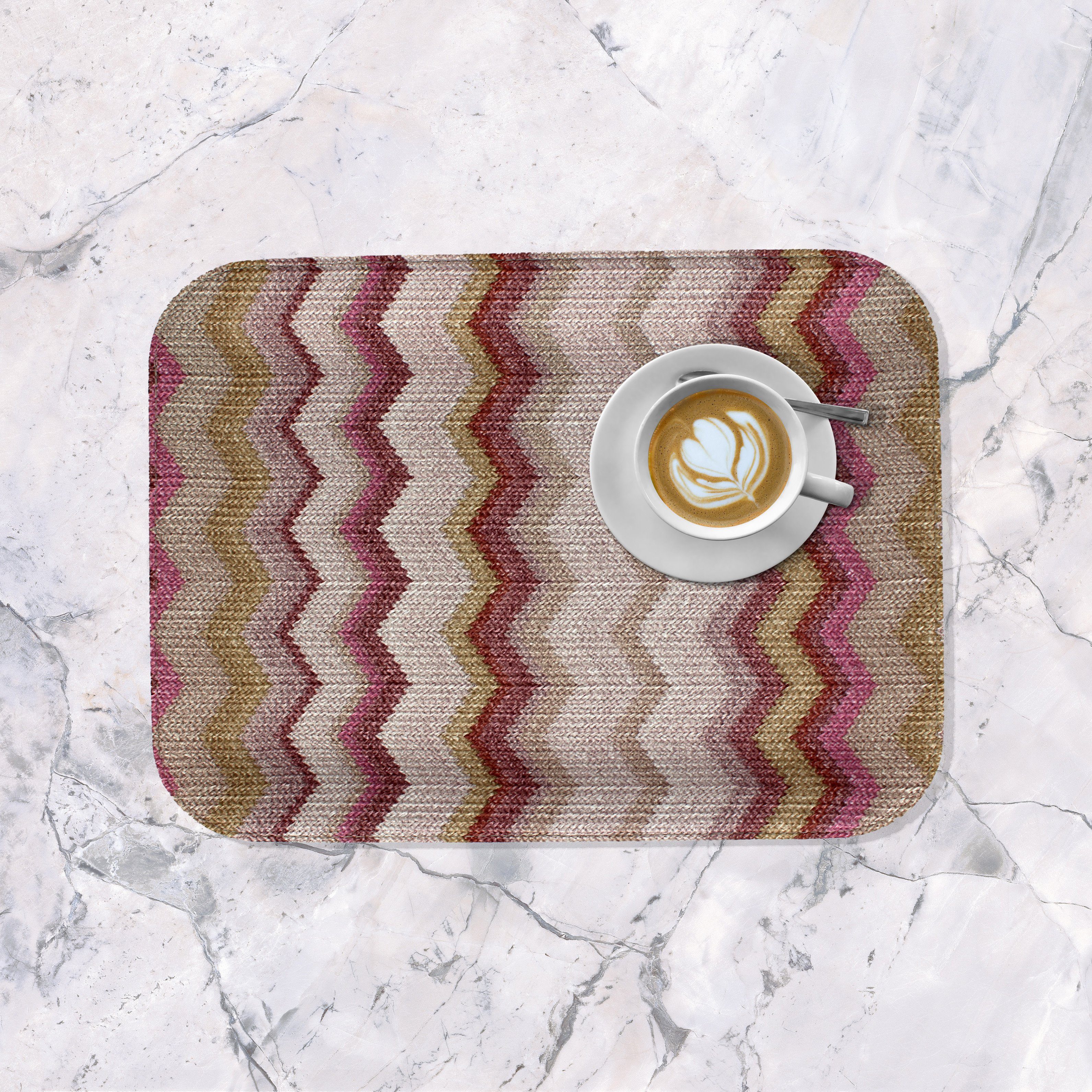 Signature Home Collection Tablett Tablett flach beschichtet Muster gezackt für Kaffee Tee Serviertablett, Kunststoff, (1 Stück, 1x Tablett), rutschfest abwischbar