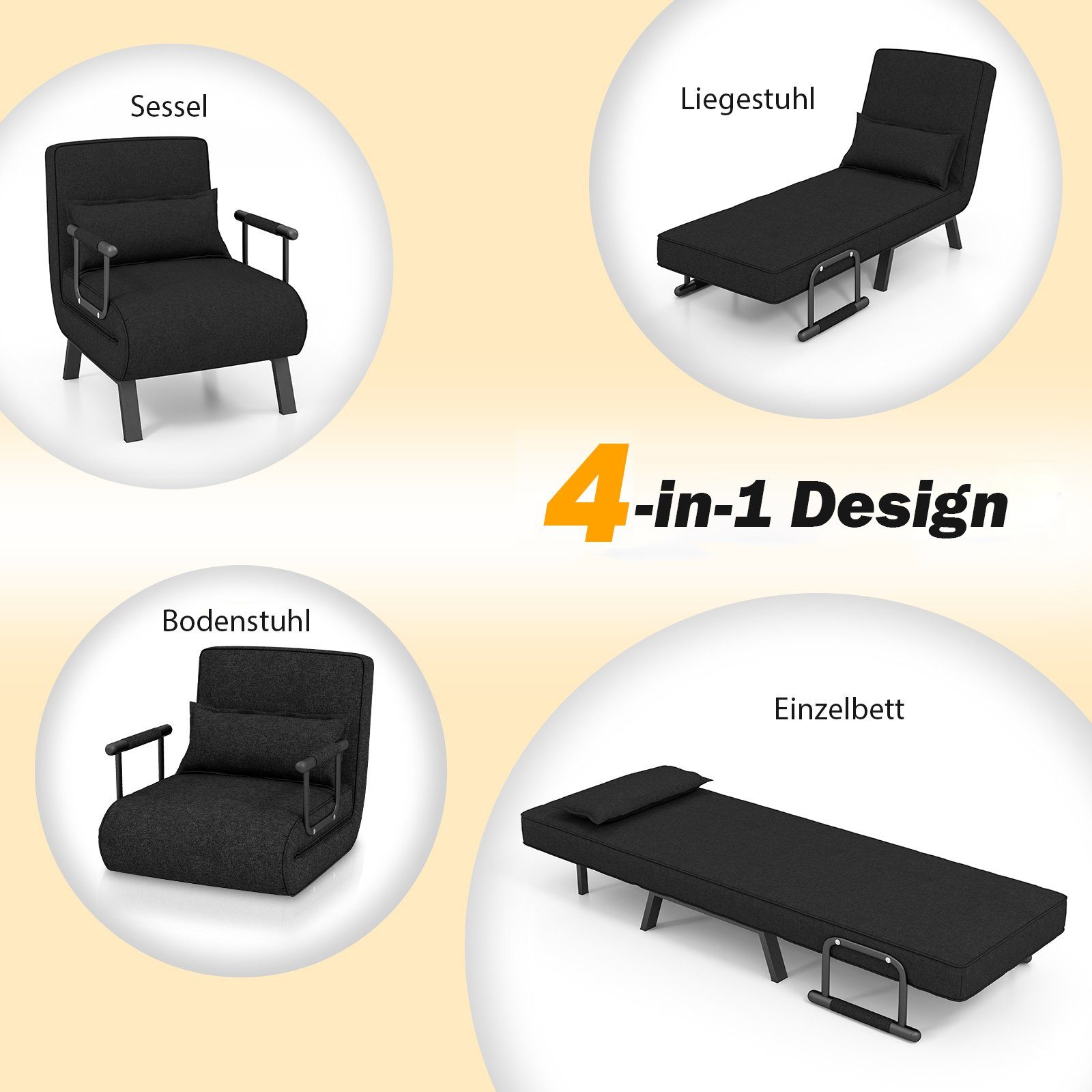 COSTWAY Schlafsofa, 4 in 1,klappbar,mit verstellbarer günstig online kaufen