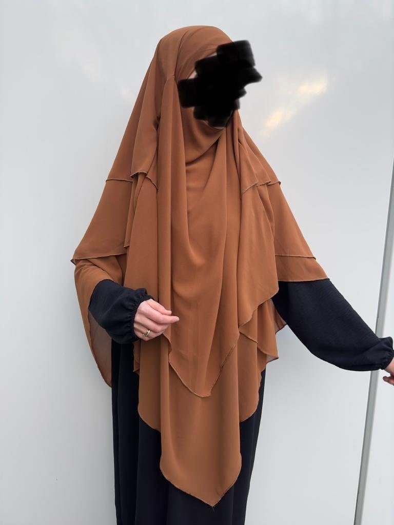 Dreilagiger Orange/Braun locker Kopftuch Aymasal Bedeckung Chiffon Hijab Kopftuch Khumur Khimar
