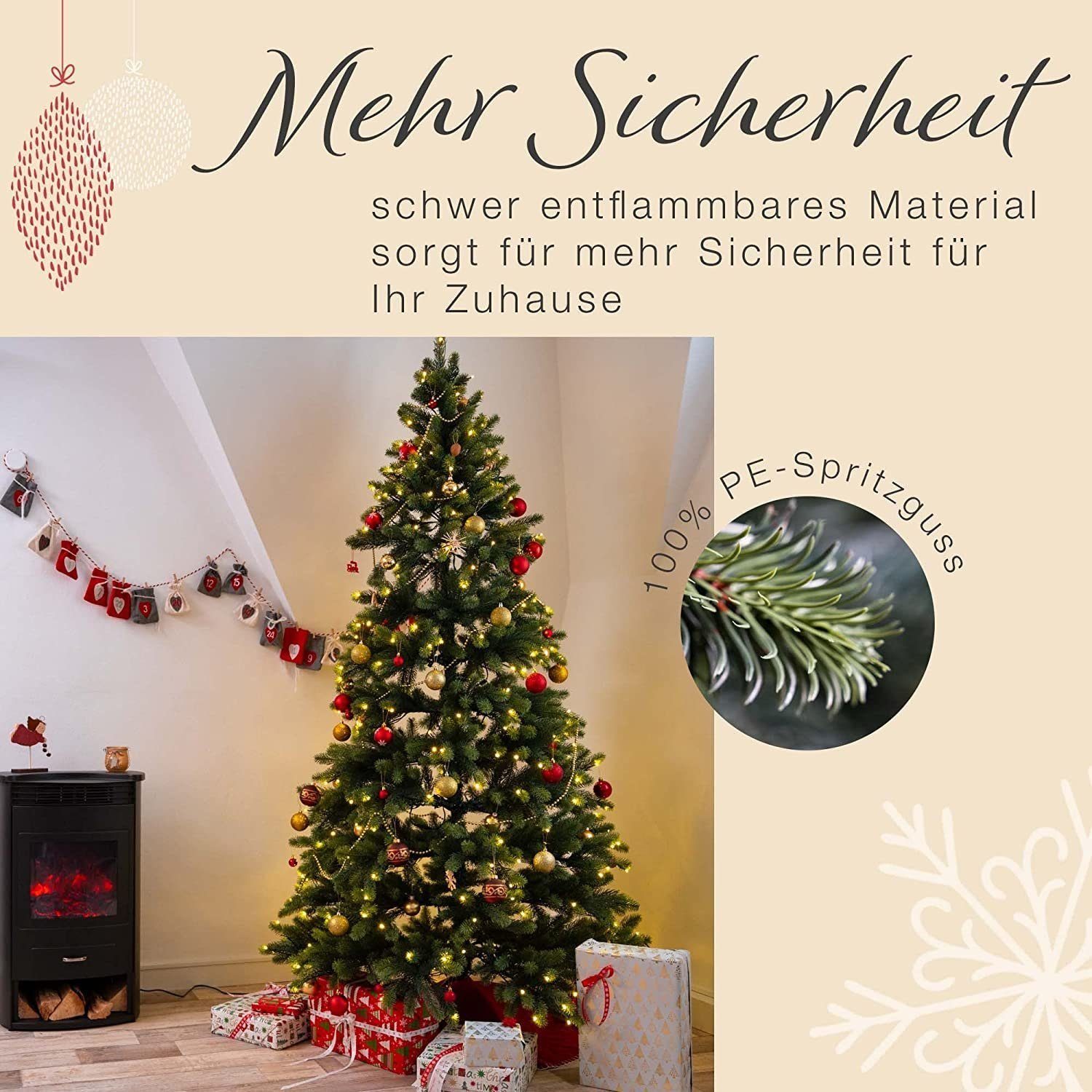 Weihnachtsbaum, Weihnachtsbaum Spritzguss Extrem Spritzguss hochwertig mit LED Weihnachtsbaum Beleuchtung, SCHAUMEX Künstlicher Künstlicher