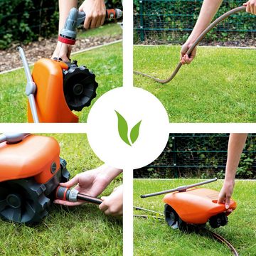 GARVIDA Spiel-Wassersprenkler Rasensprenger mit Wasserstopp-Schalter - selbstfahrend - orange
