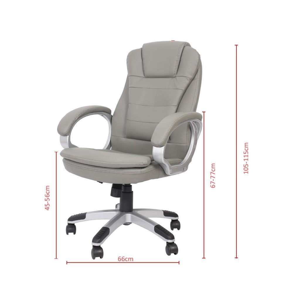 Mucola Schreibtischstuhl Chefsessel Stuhl Grau | mit Gaming Schreibtischstuhl (Stück), grau integrierter Kopfstütze Bürostuhl 120 Drehstuhl Rückenlehne KG