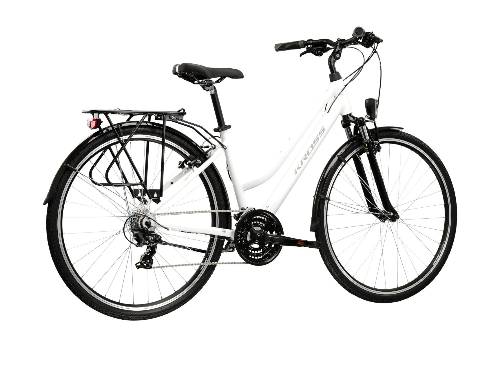 Kross Trekkingrad Trans 1.0 weiß, 21 Gang Shimano TOURNEY TY300 Schaltwerk, Kettenschaltung